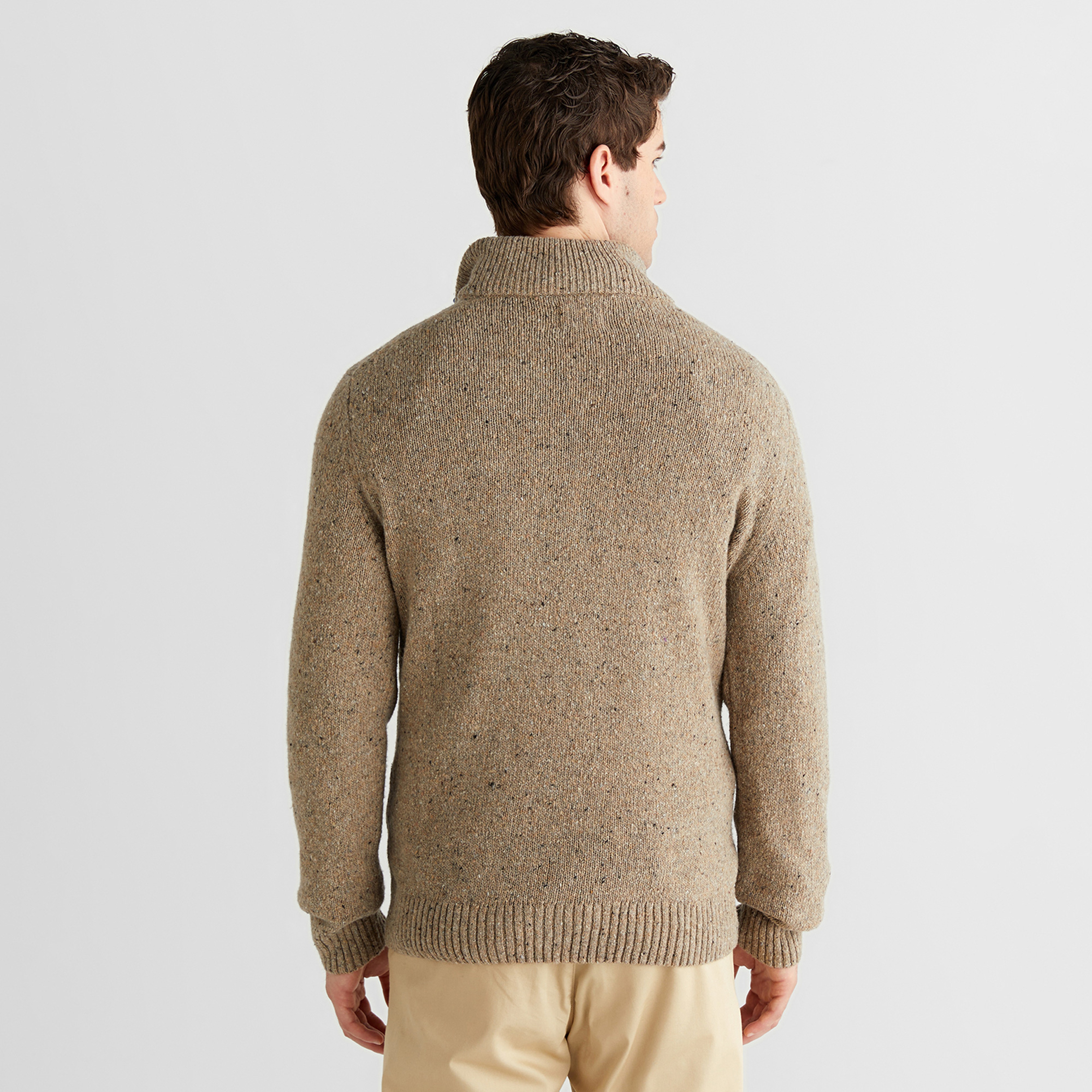 GANT Erkek Bej Regular Fit Düğmeli Yaka Boğazlı Kazak