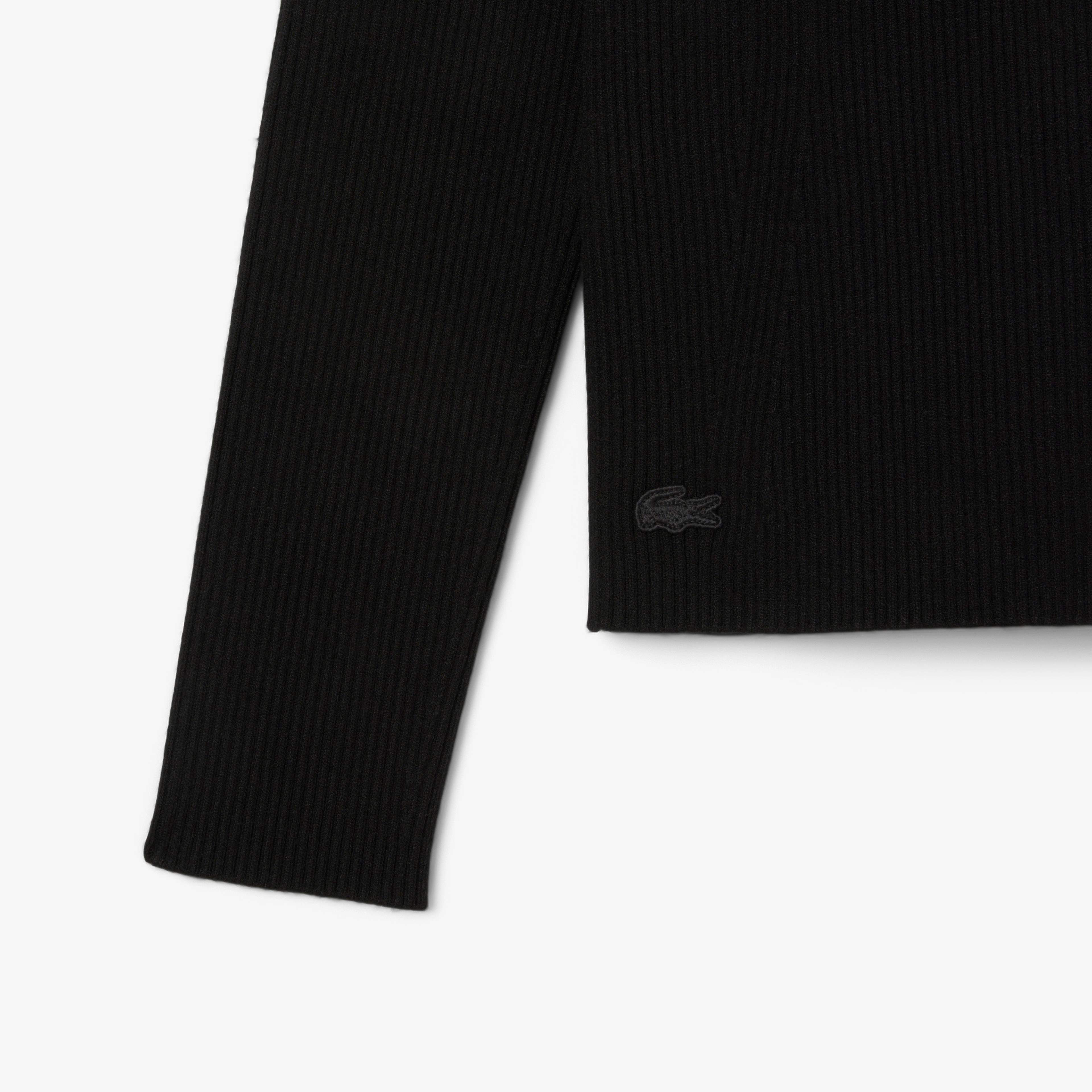 High Neck 3D Ribbed Knit Sweater