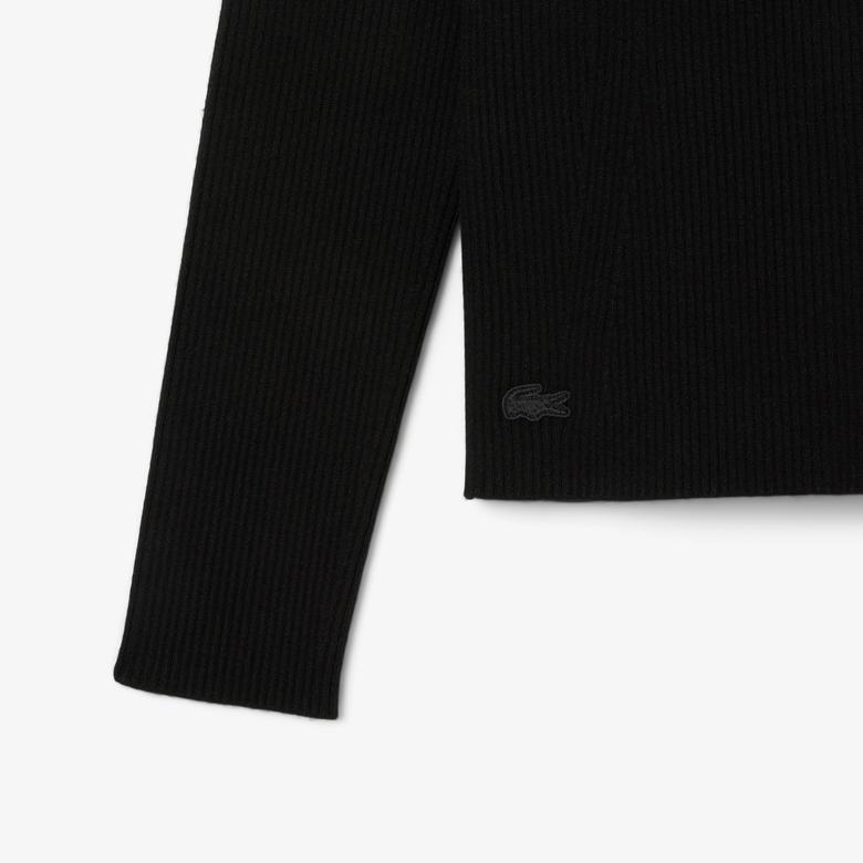 Lacoste High Neck 3D Ribbed Erkek Siyah Süveter