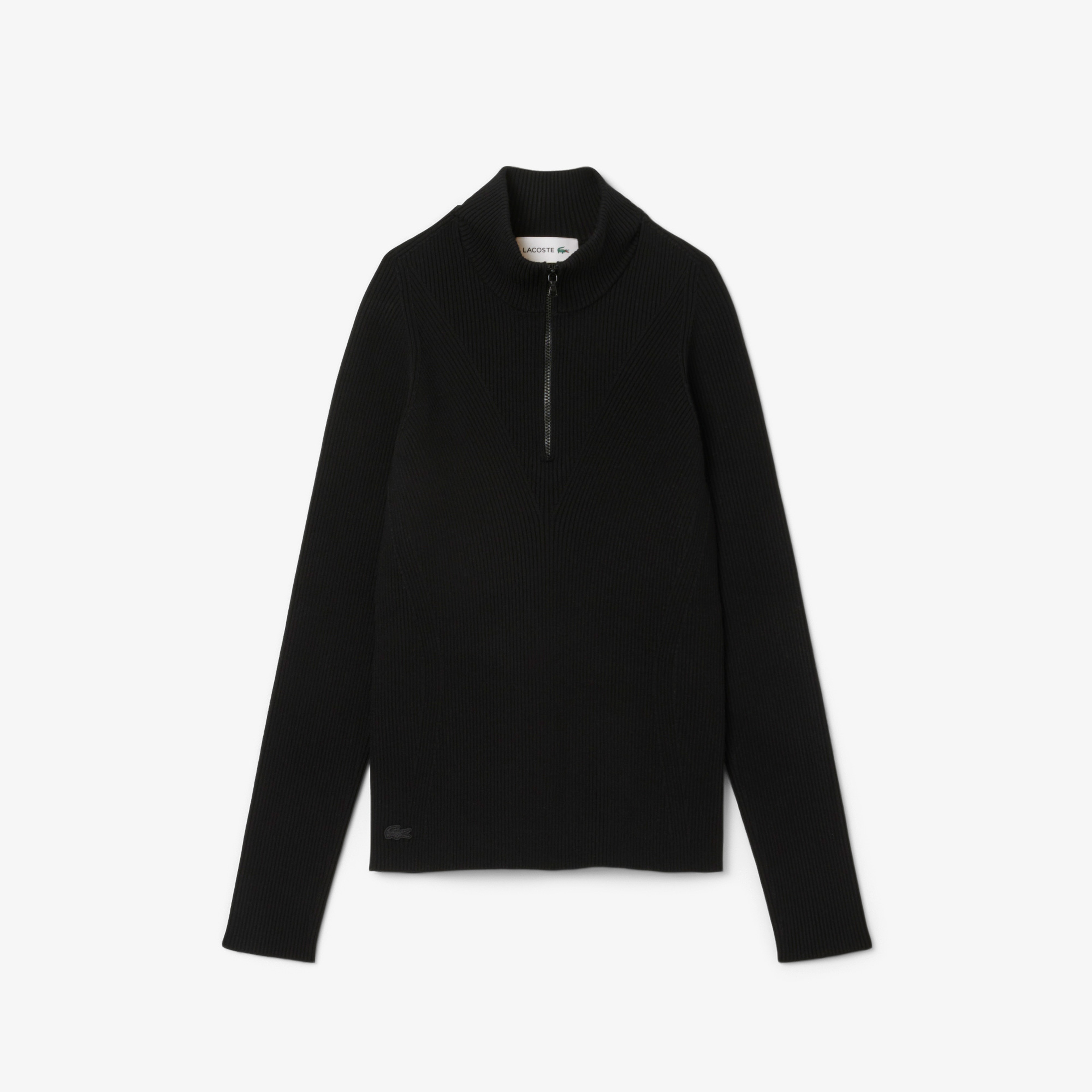 High Neck 3D Ribbed Knit Sweater