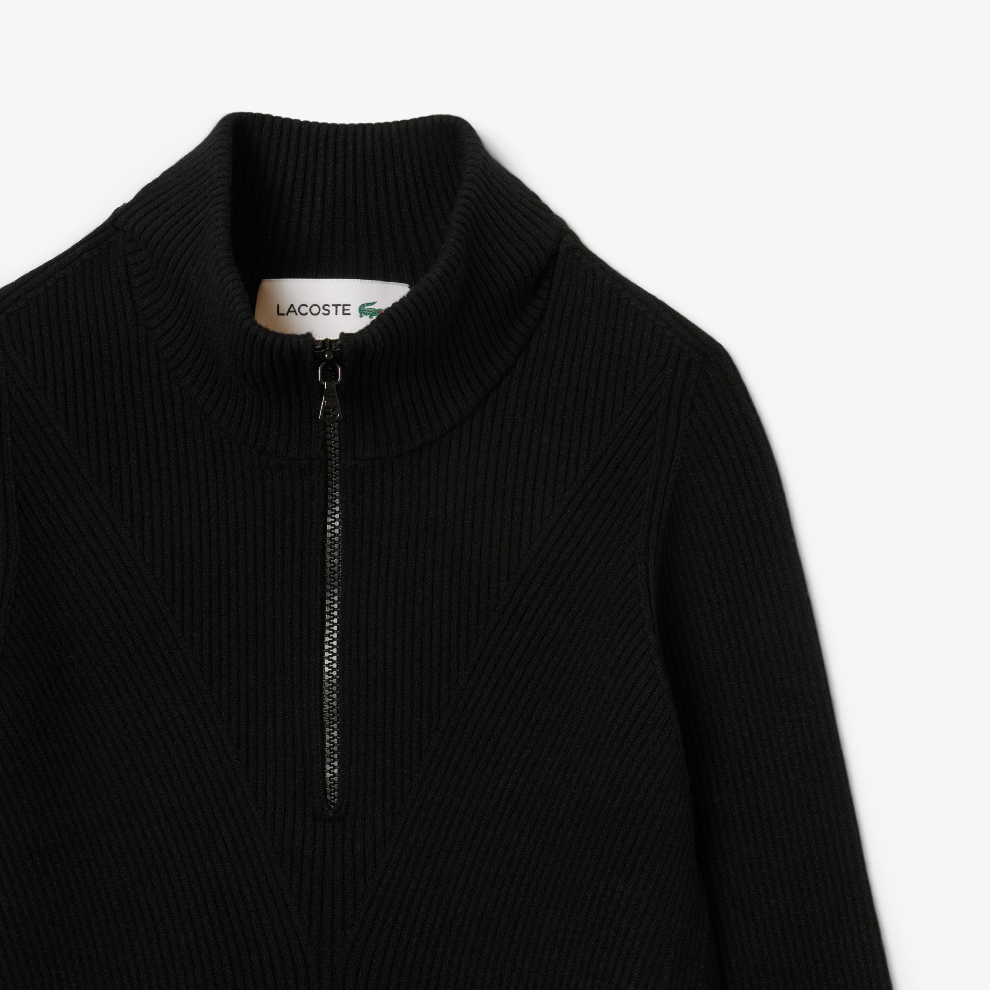 High Neck 3D Ribbed Knit Sweater