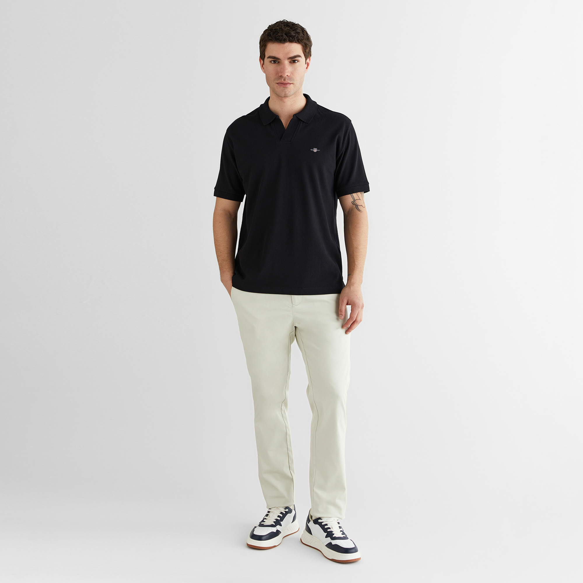GANT Erkek Siyah Regular Fit Logolu Polo Yaka T-Shirt