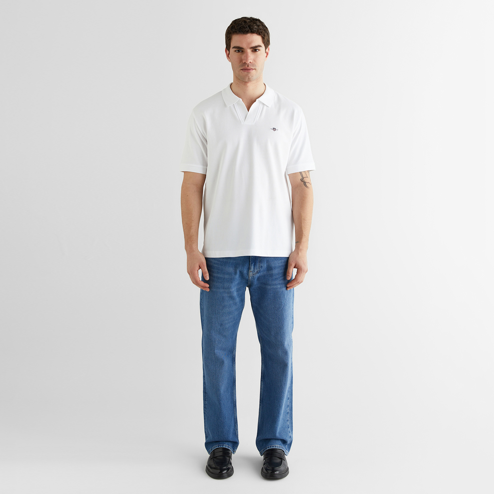 GANT Erkek Beyaz Regular Fit Logolu Polo Yaka T-Shirt
