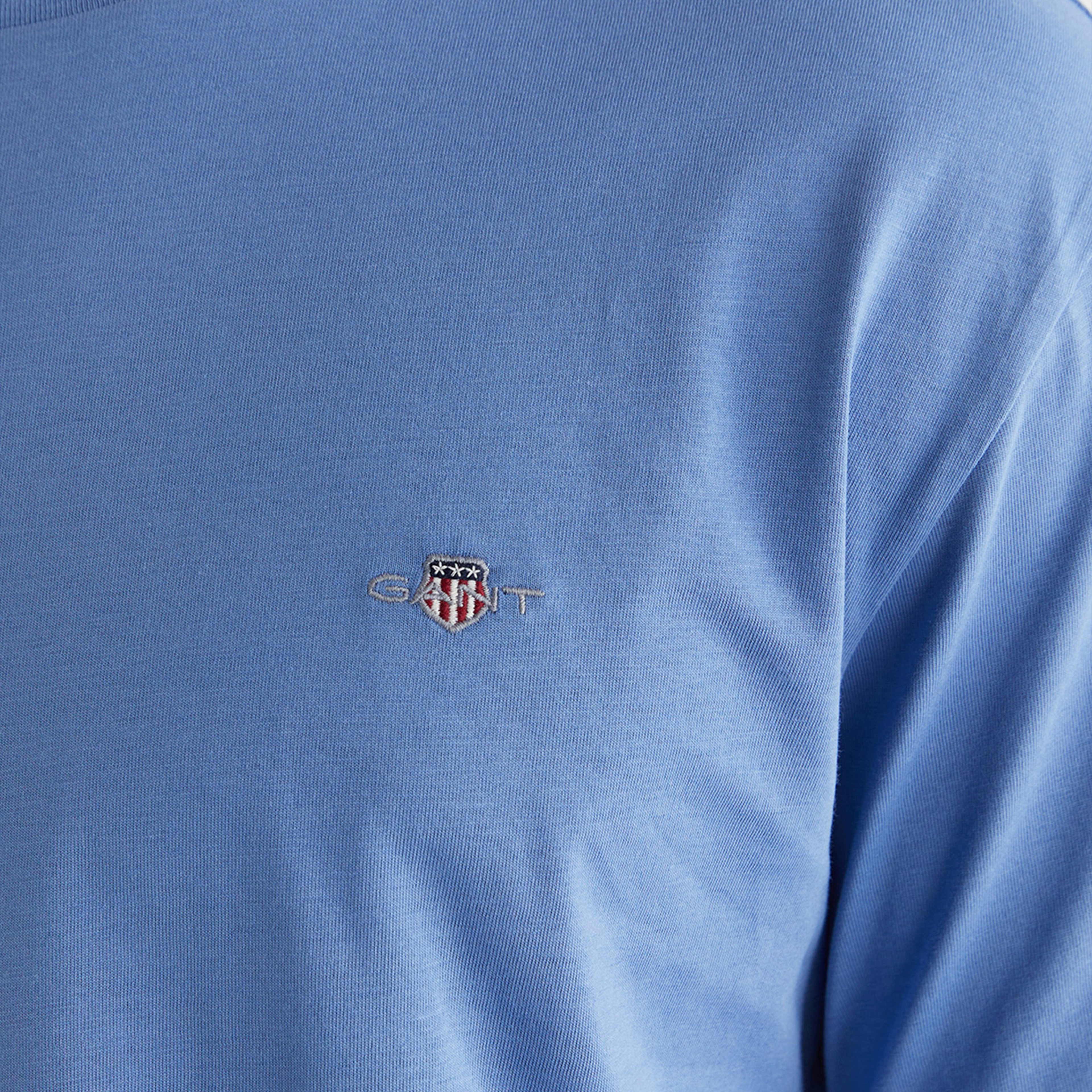 GANT Erkek Mavi Bisiklet Yaka Regular Fit Logolu T-Shirt