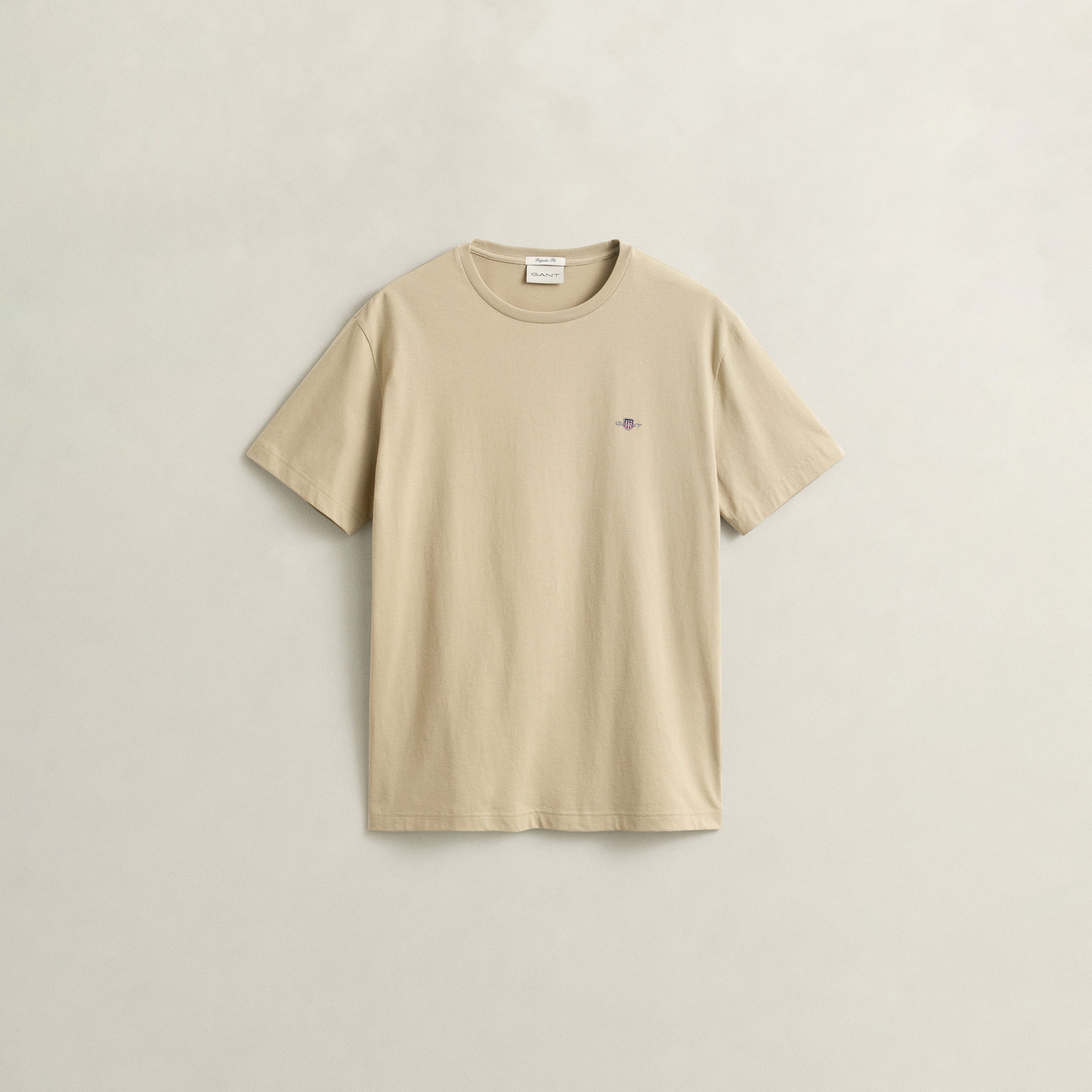 GANT Erkek Bej Bisiklet Yaka Regular Fit Logolu T-Shirt
