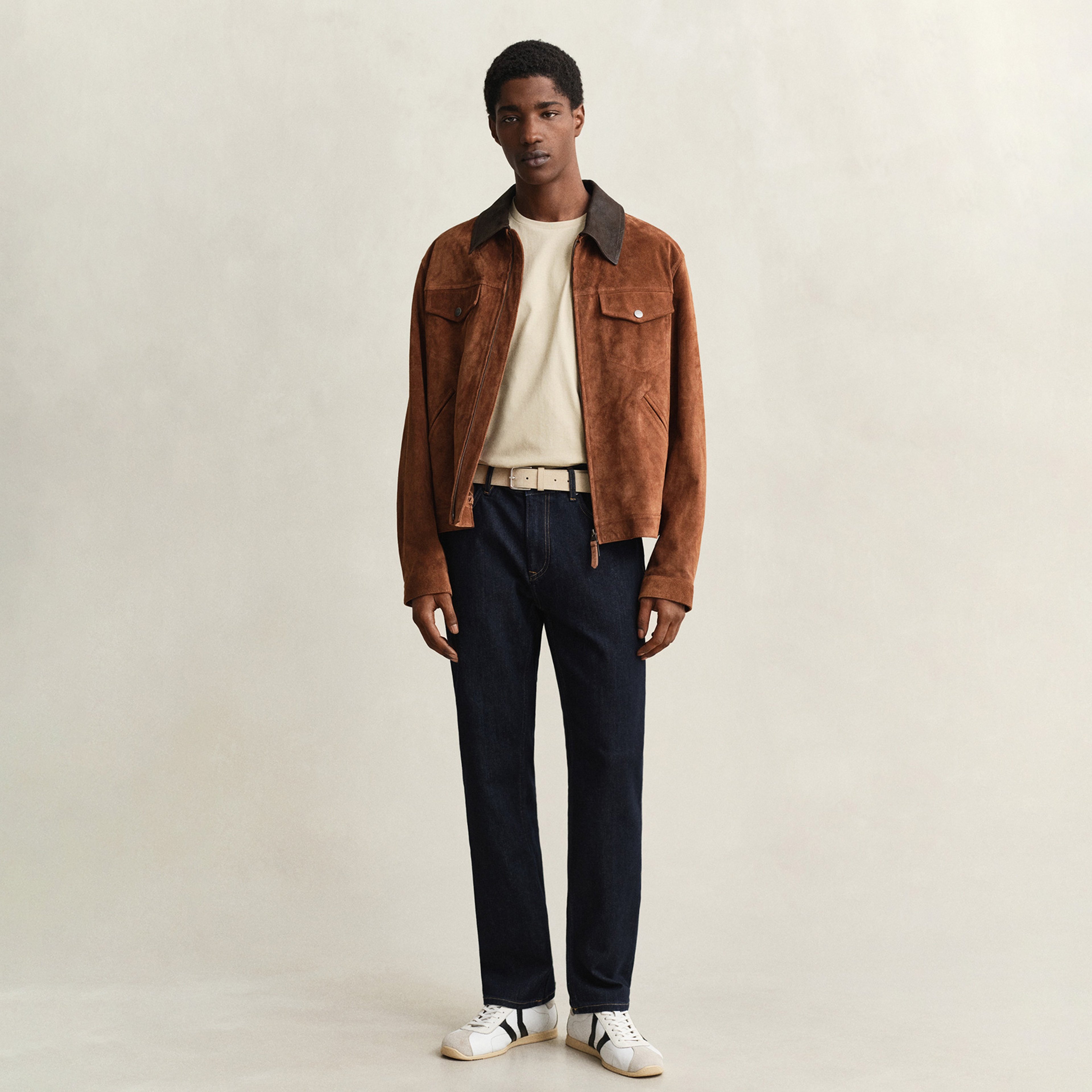 GANT Erkek Bej Bisiklet Yaka Regular Fit Logolu T-Shirt