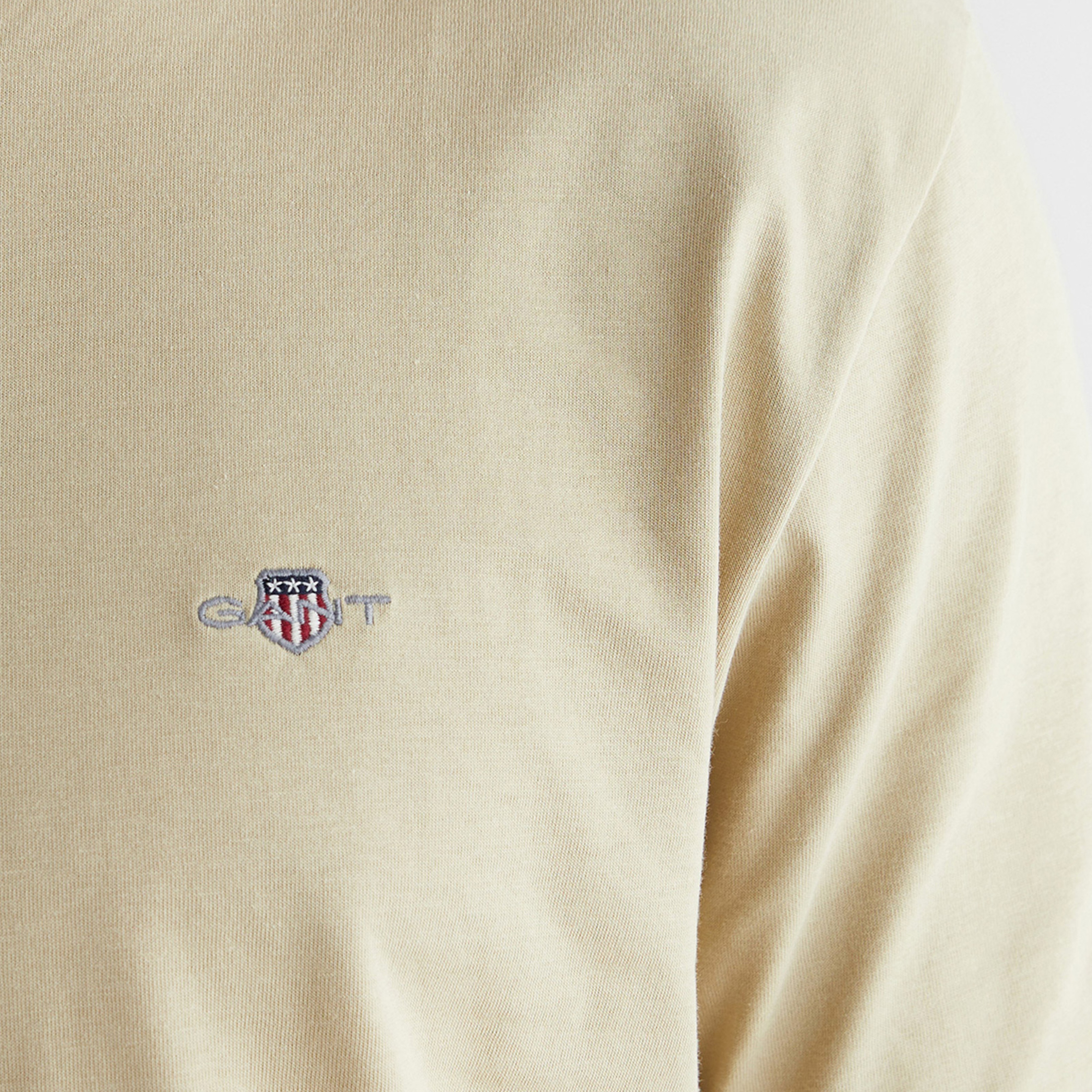 GANT Erkek Bej Bisiklet Yaka Regular Fit Logolu T-Shirt