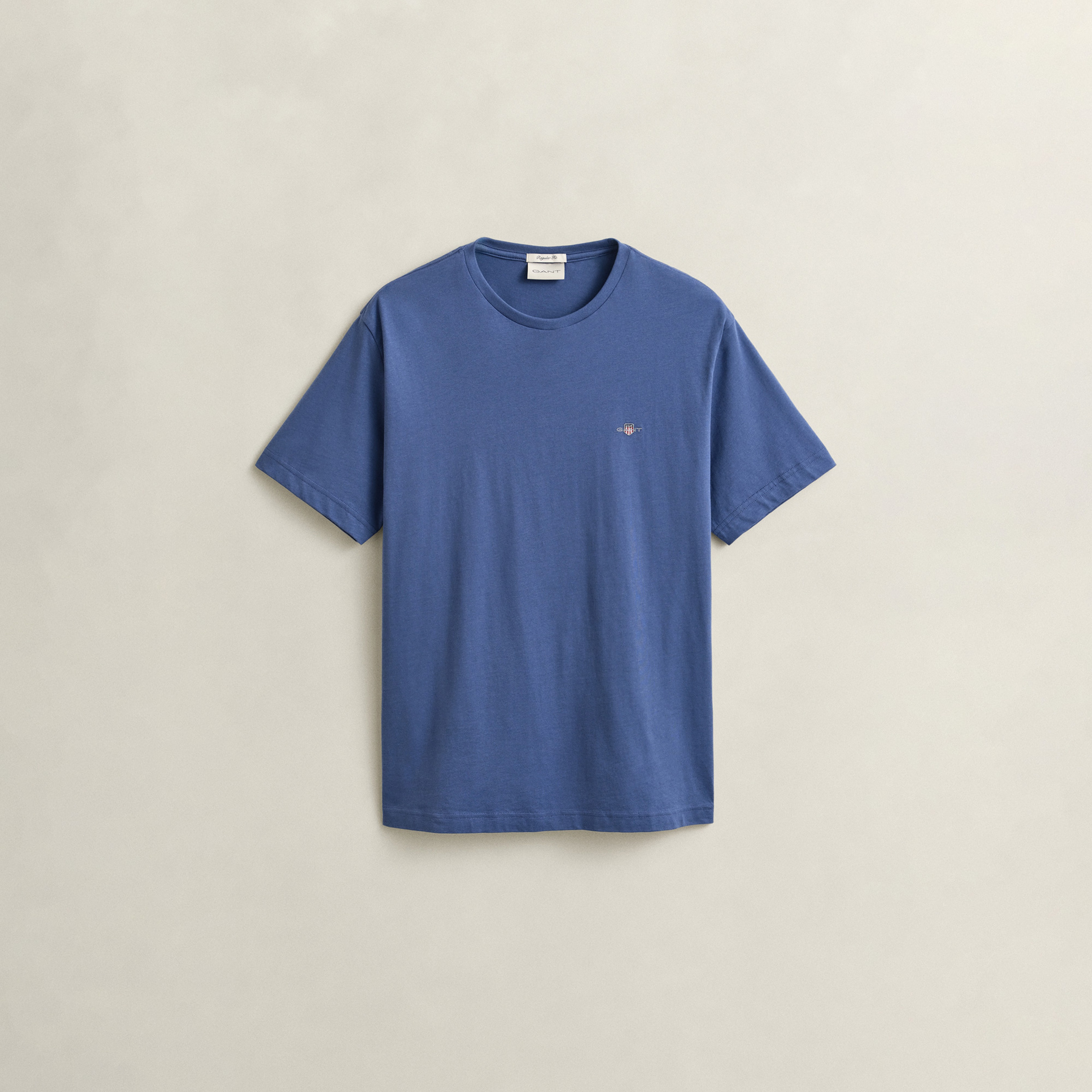GANT Erkek Mavi Bisiklet Yaka Regular Fit Logolu T-Shirt