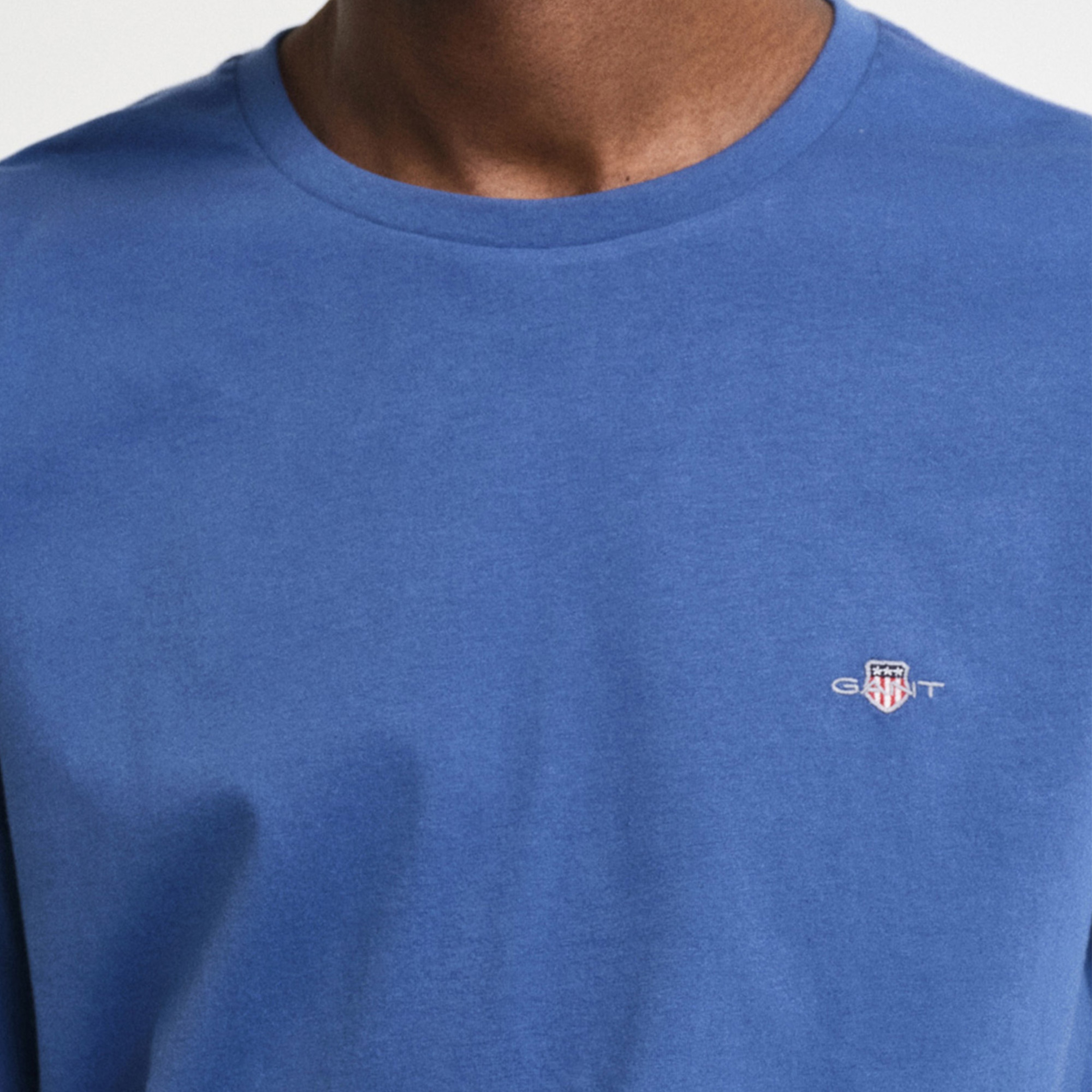 GANT Erkek Mavi Bisiklet Yaka Regular Fit Logolu T-Shirt