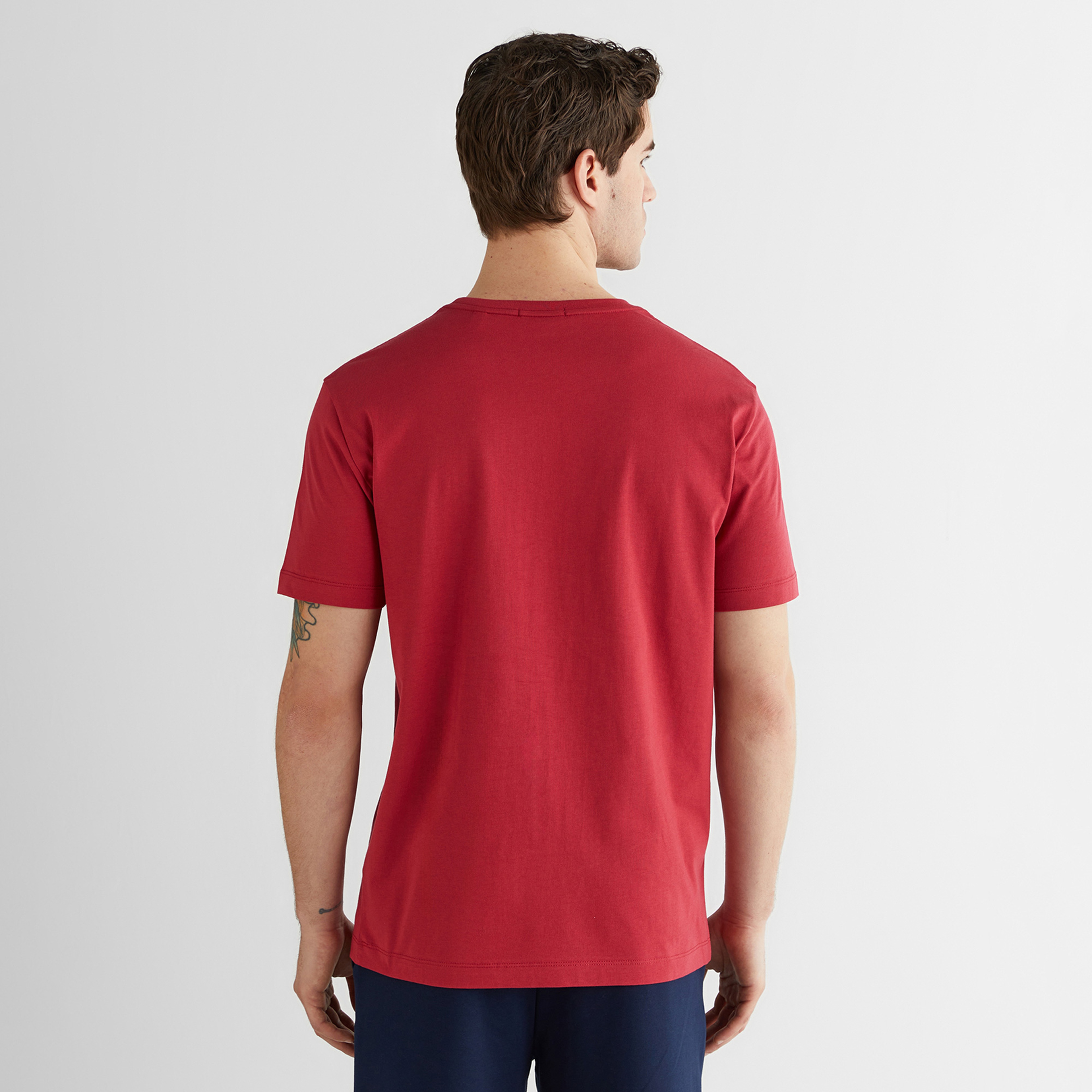 GANT Erkek Kırmızı Bisiklet Yaka Regular Fit Logolu T-Shirt