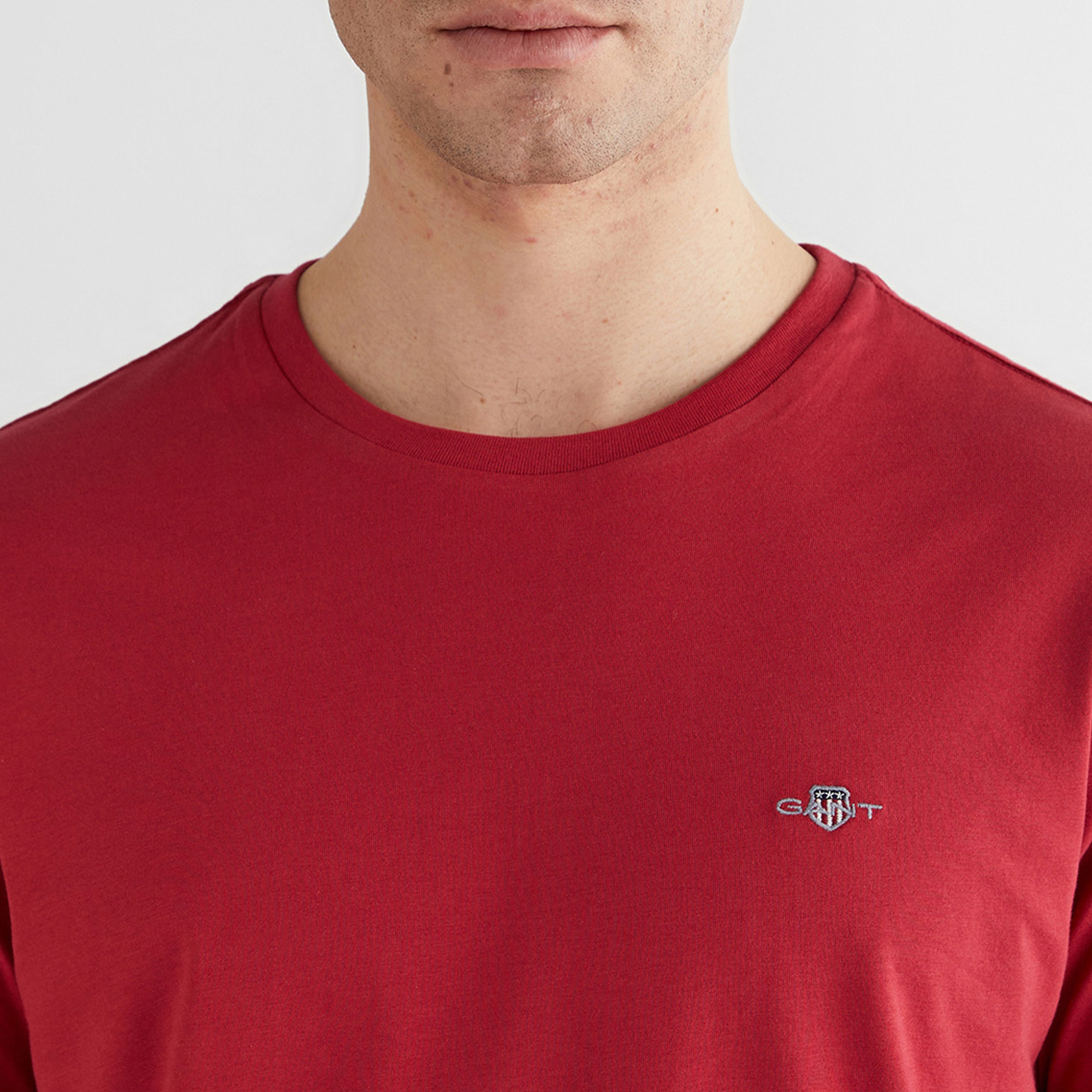 GANT Erkek Kırmızı Bisiklet Yaka Regular Fit Logolu T-Shirt