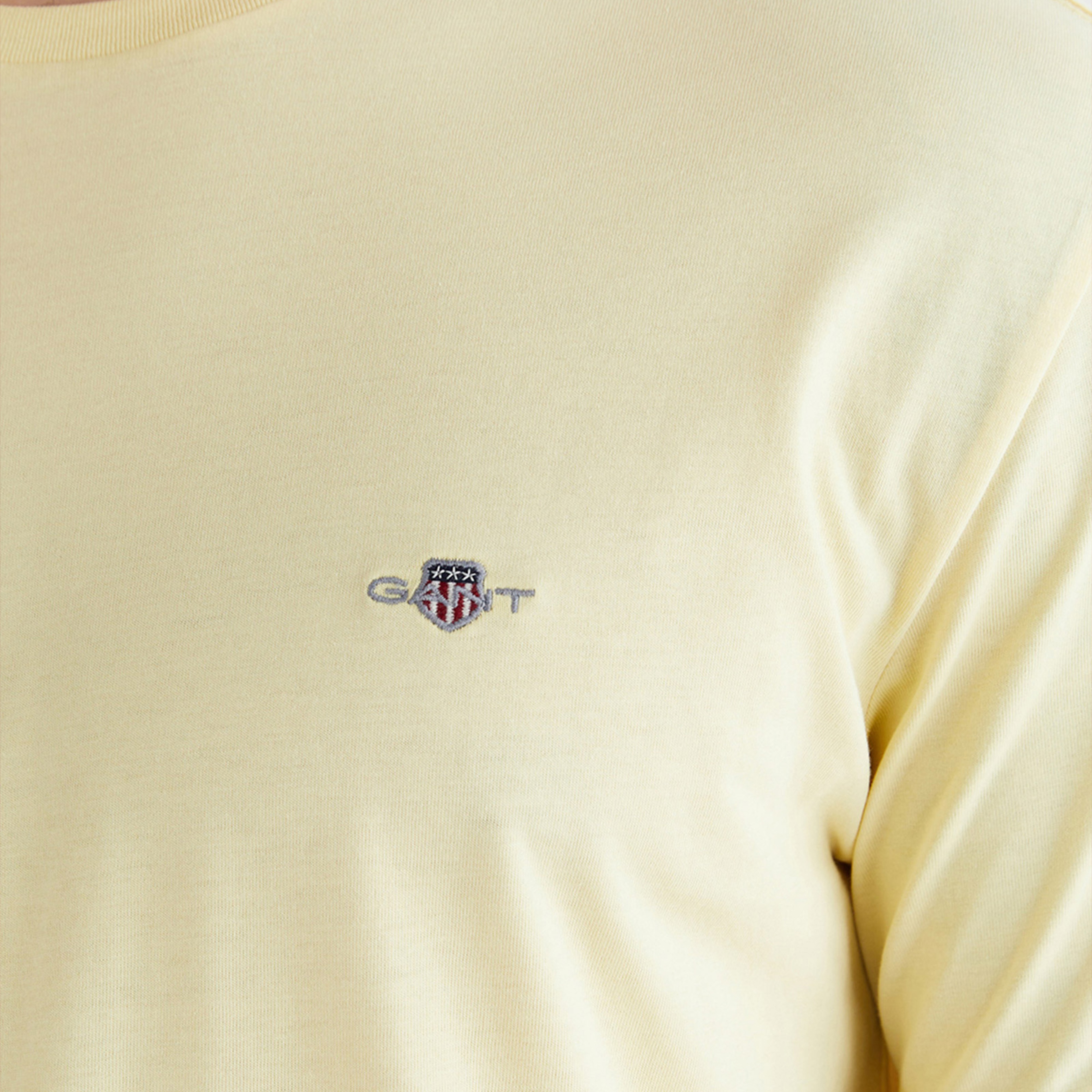GANT Erkek Sarı Bisiklet Yaka Regular Fit Logolu T-Shirt