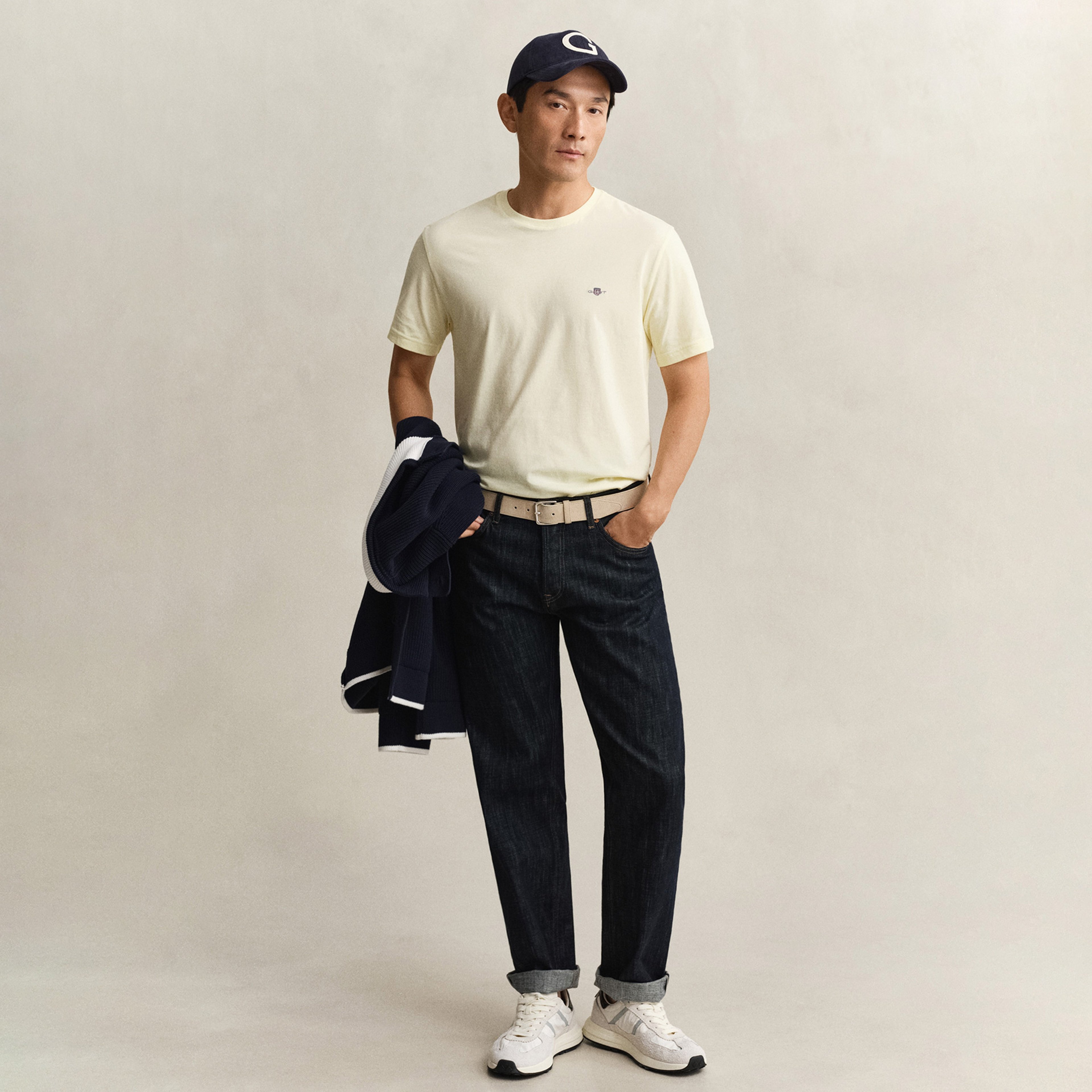 GANT Erkek Sarı Bisiklet Yaka Regular Fit Logolu T-Shirt
