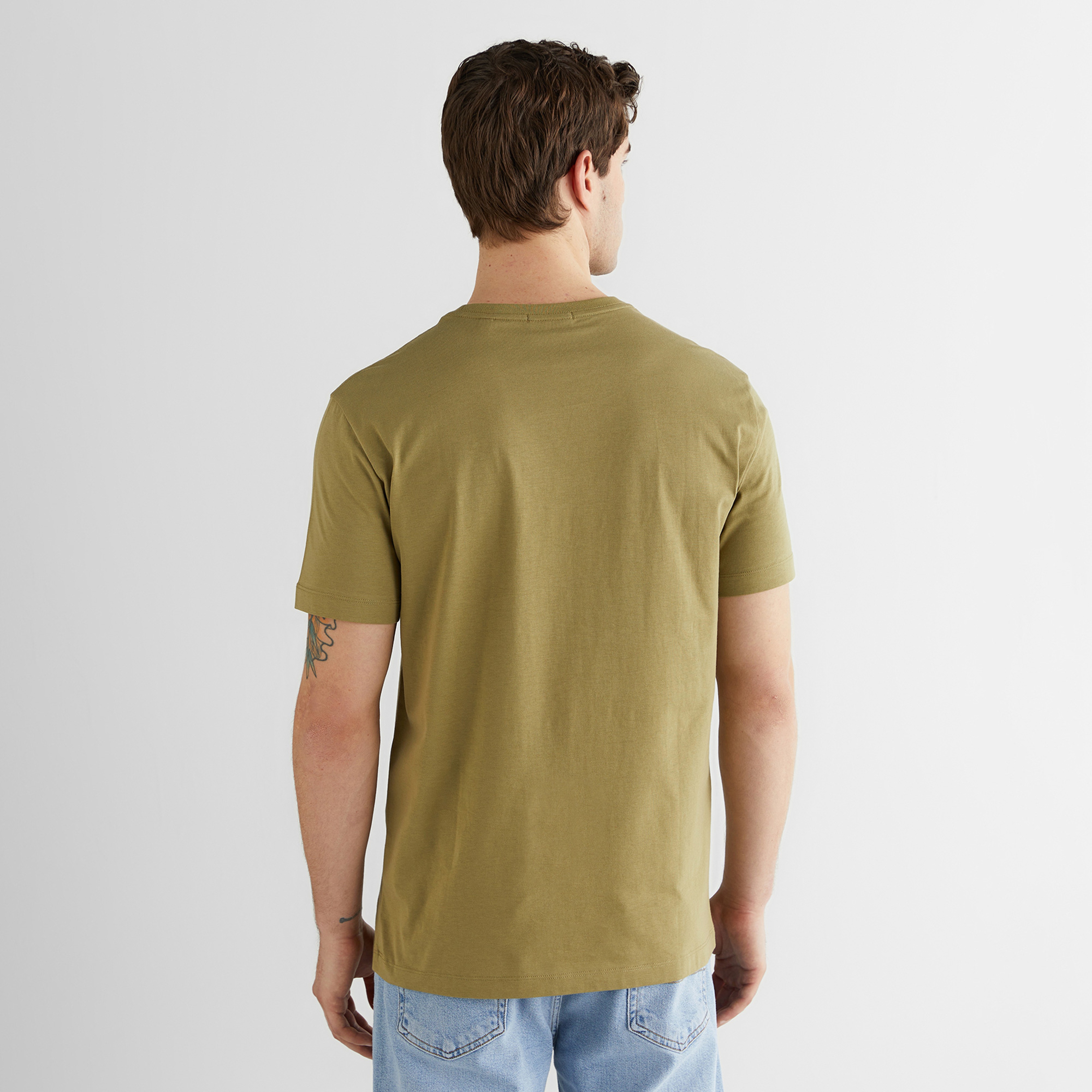 GANT Erkek Yeşil Bisiklet Yaka Regular Fit Logolu T-Shirt