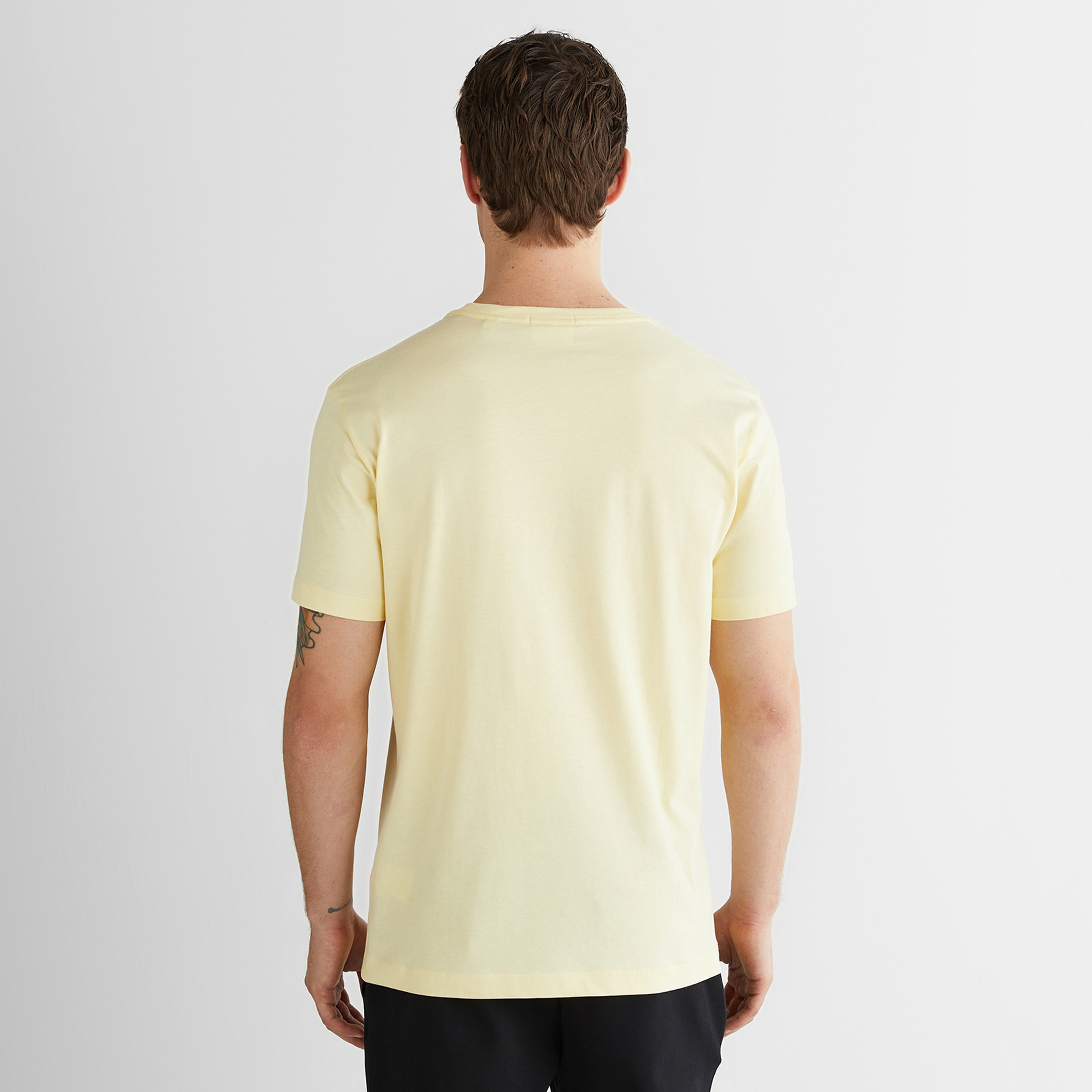 GANT Erkek Sarı Bisiklet Yaka Regular Fit Logolu T-Shirt