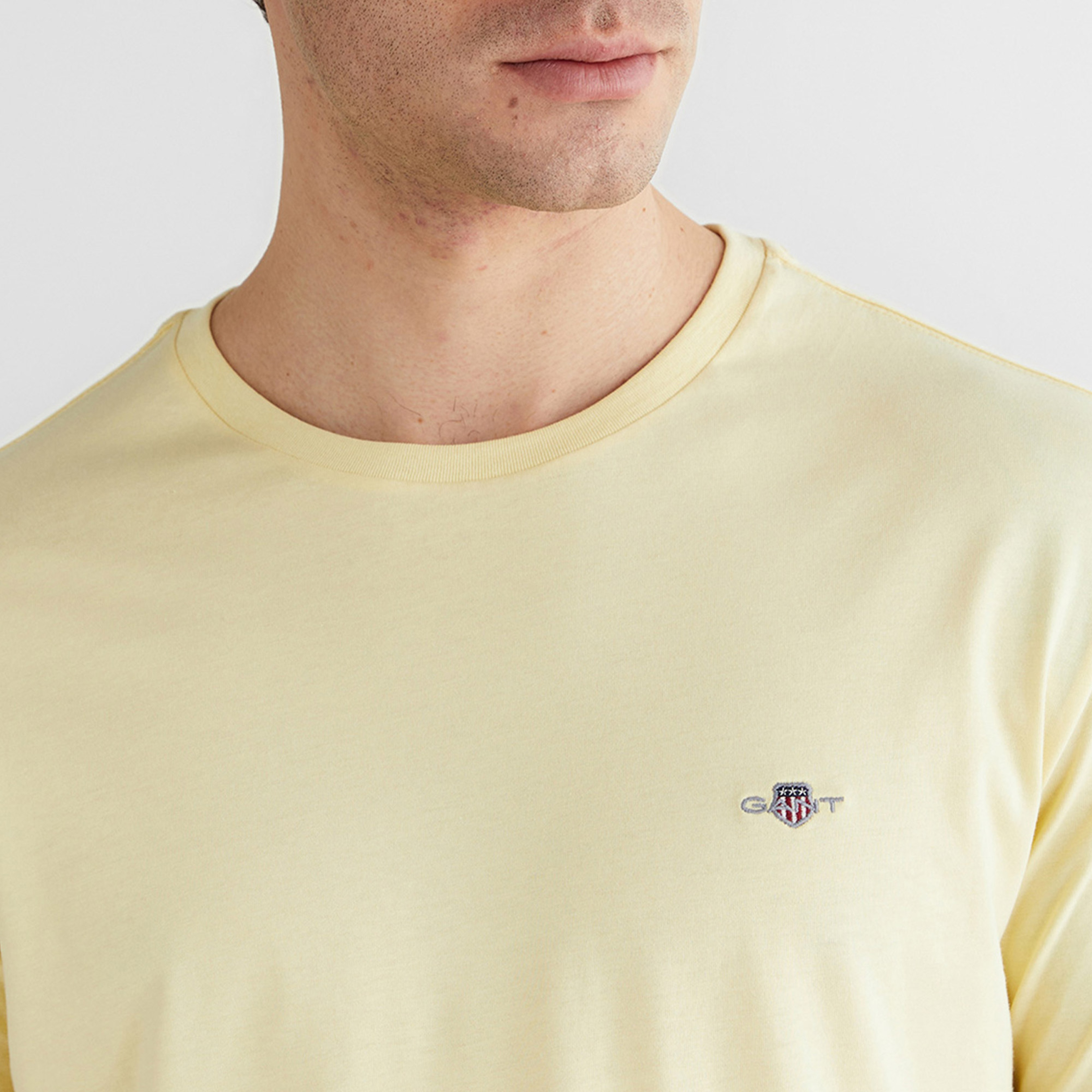 GANT Erkek Sarı Bisiklet Yaka Regular Fit Logolu T-Shirt