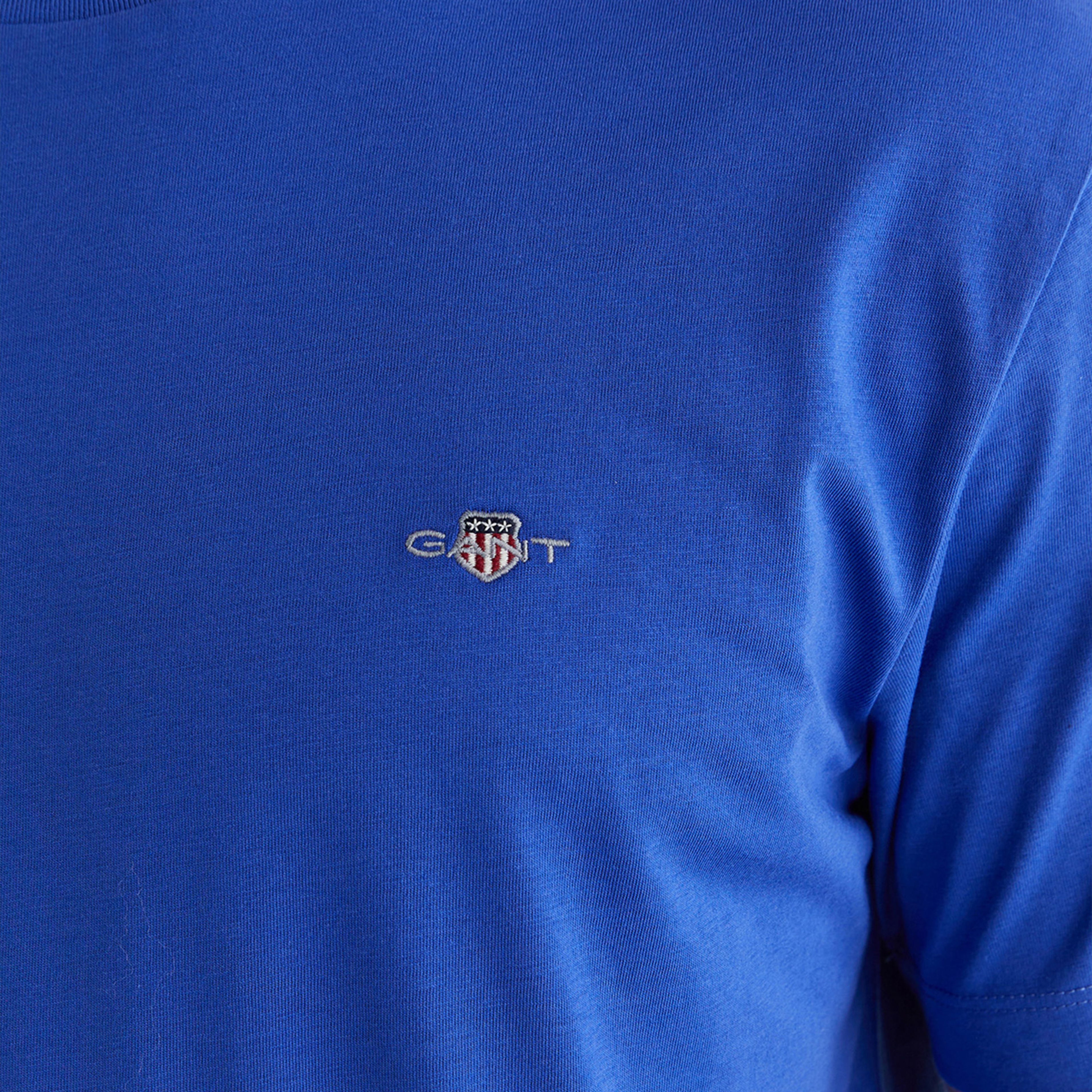 GANT Erkek Mavi Bisiklet Yaka Regular Fit Logolu T-Shirt