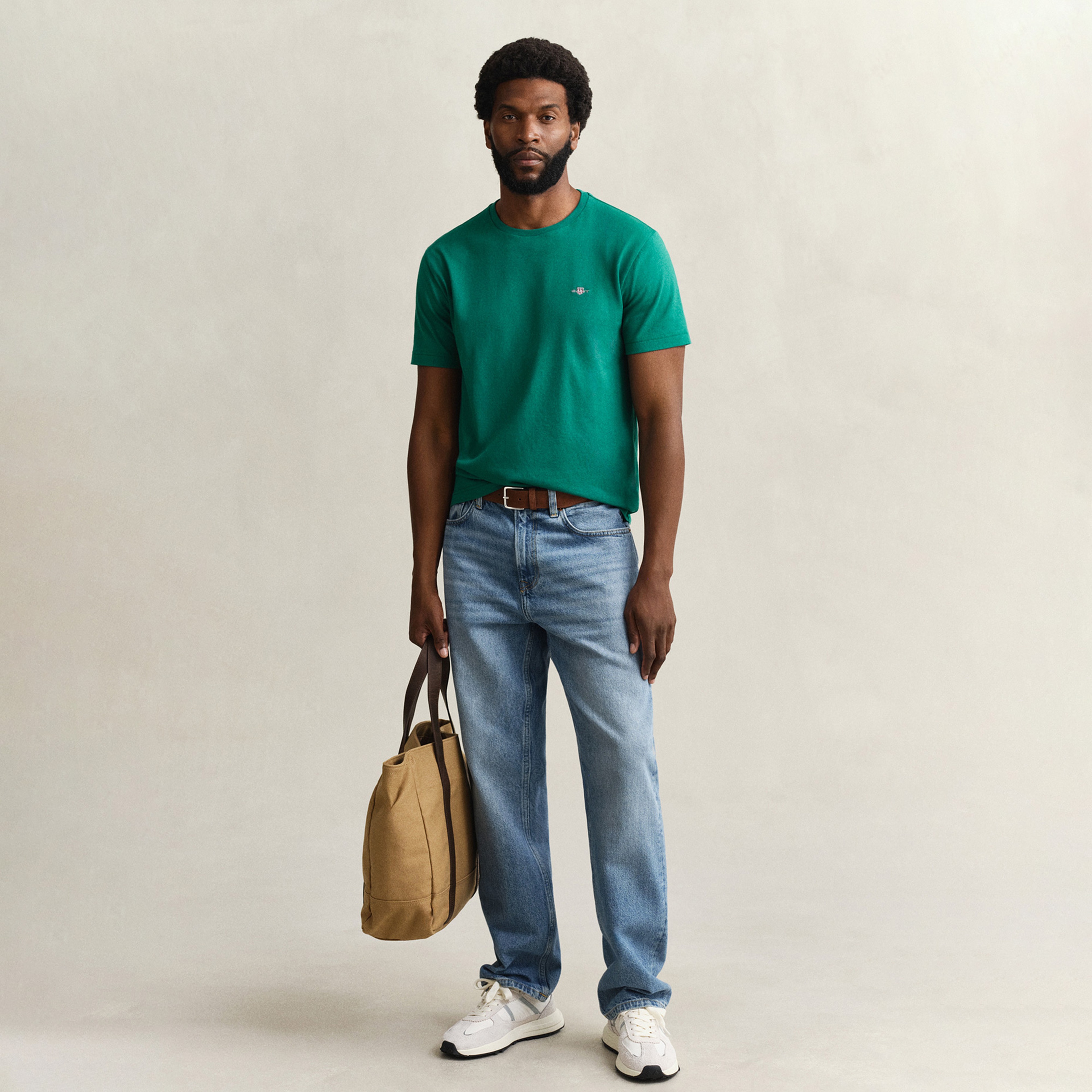 GANT Erkek Yeşil Bisiklet Yaka Regular Fit Logolu T-Shirt