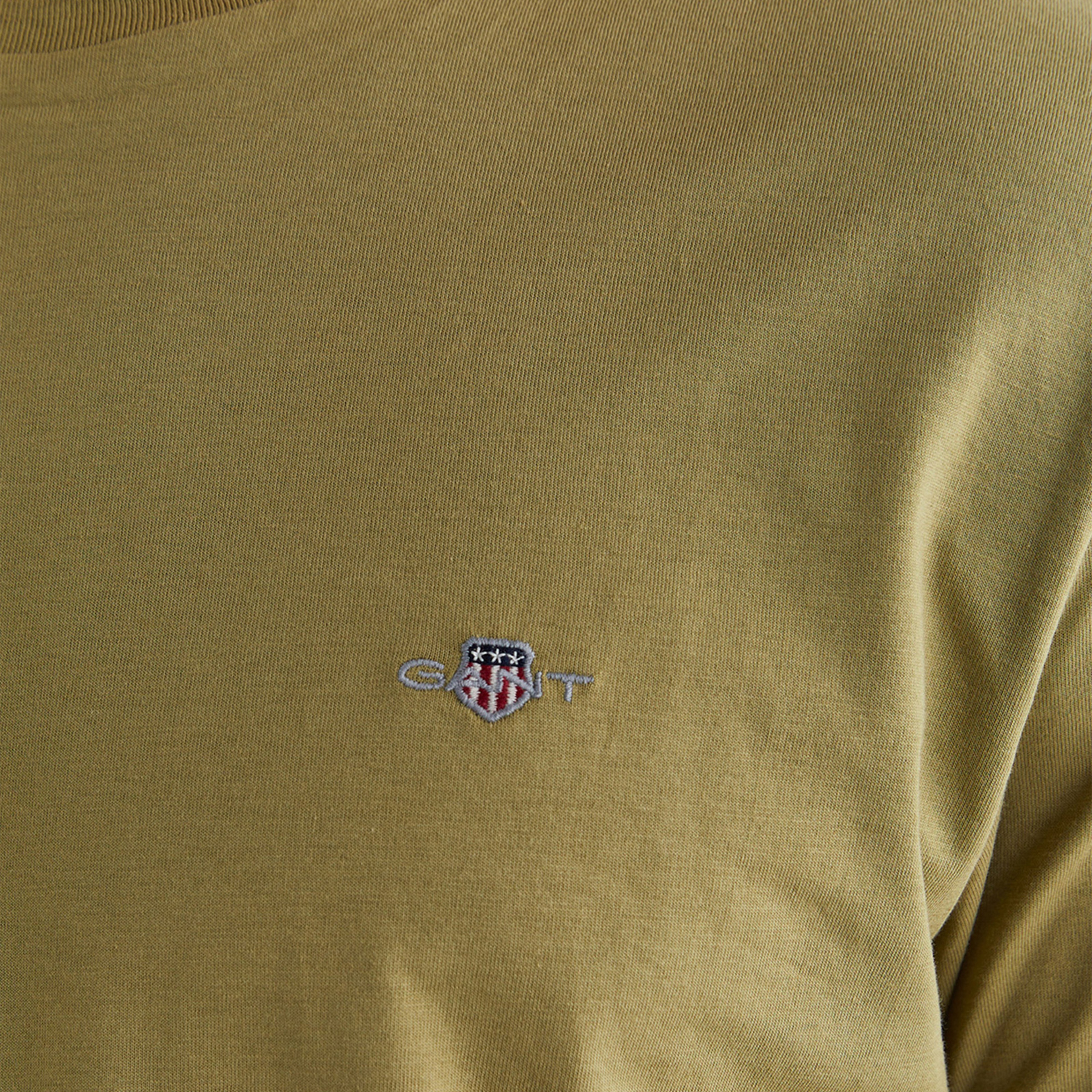 GANT Erkek Yeşil Bisiklet Yaka Regular Fit Logolu T-Shirt