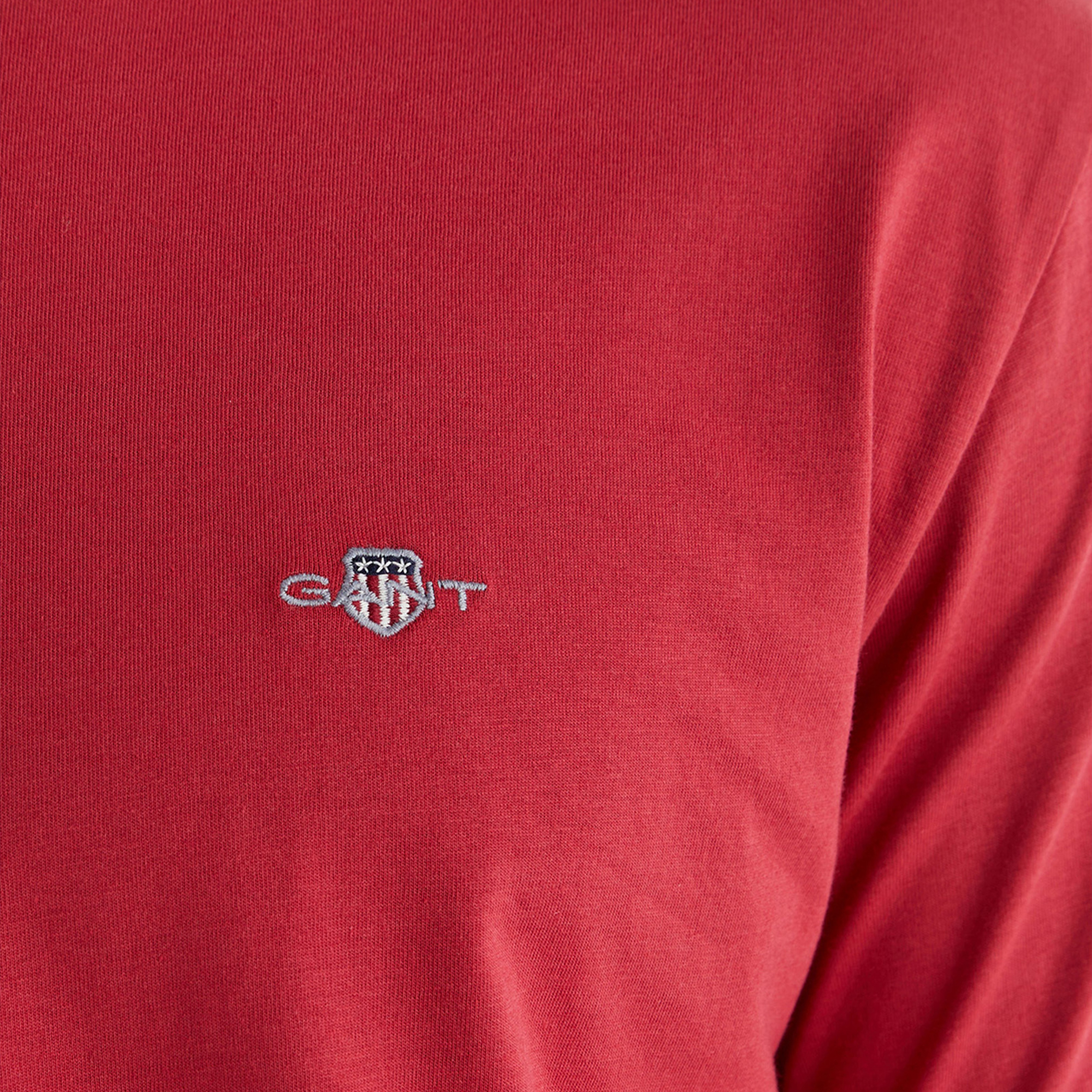 GANT Erkek Kırmızı Bisiklet Yaka Regular Fit Logolu T-Shirt