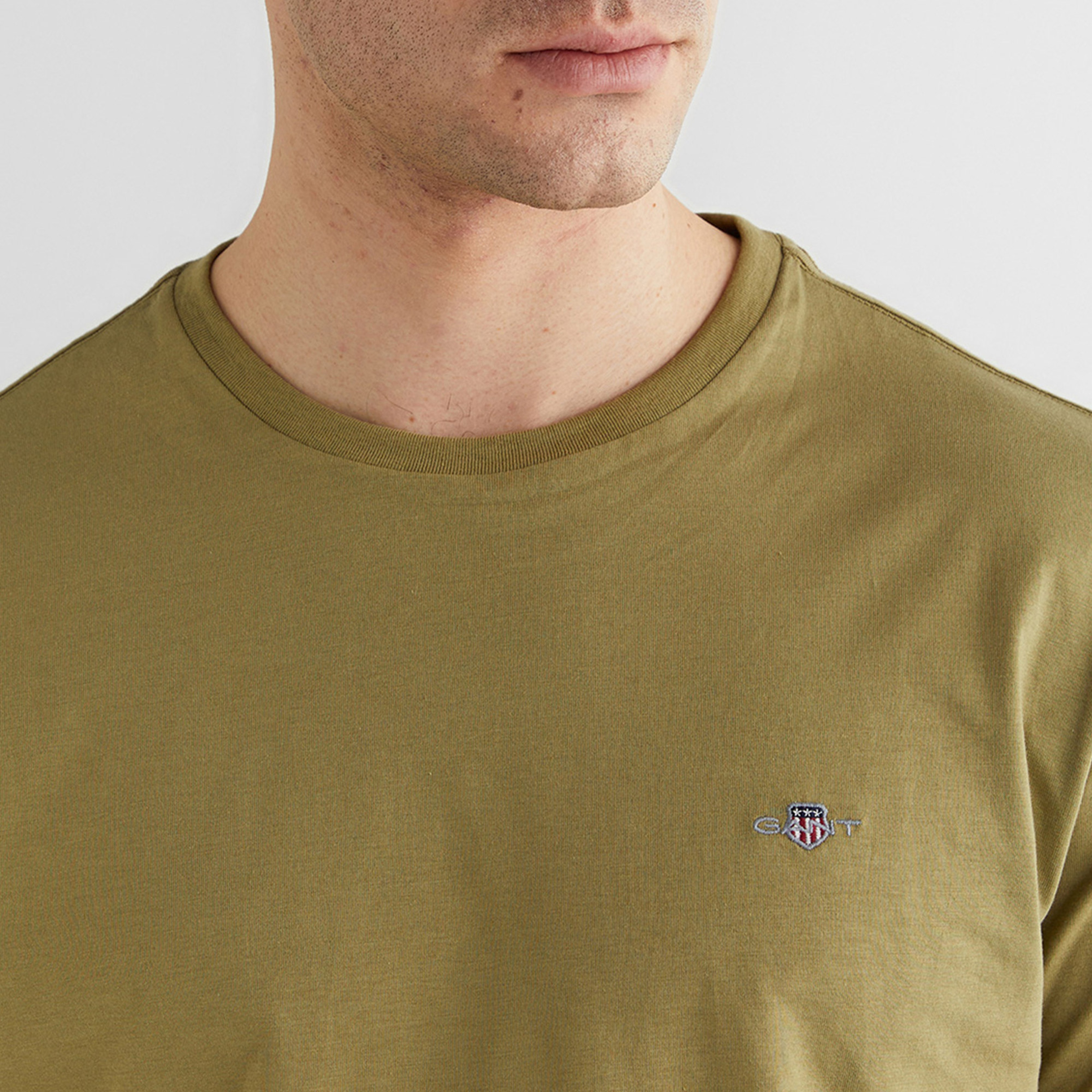 GANT Erkek Yeşil Bisiklet Yaka Regular Fit Logolu T-Shirt