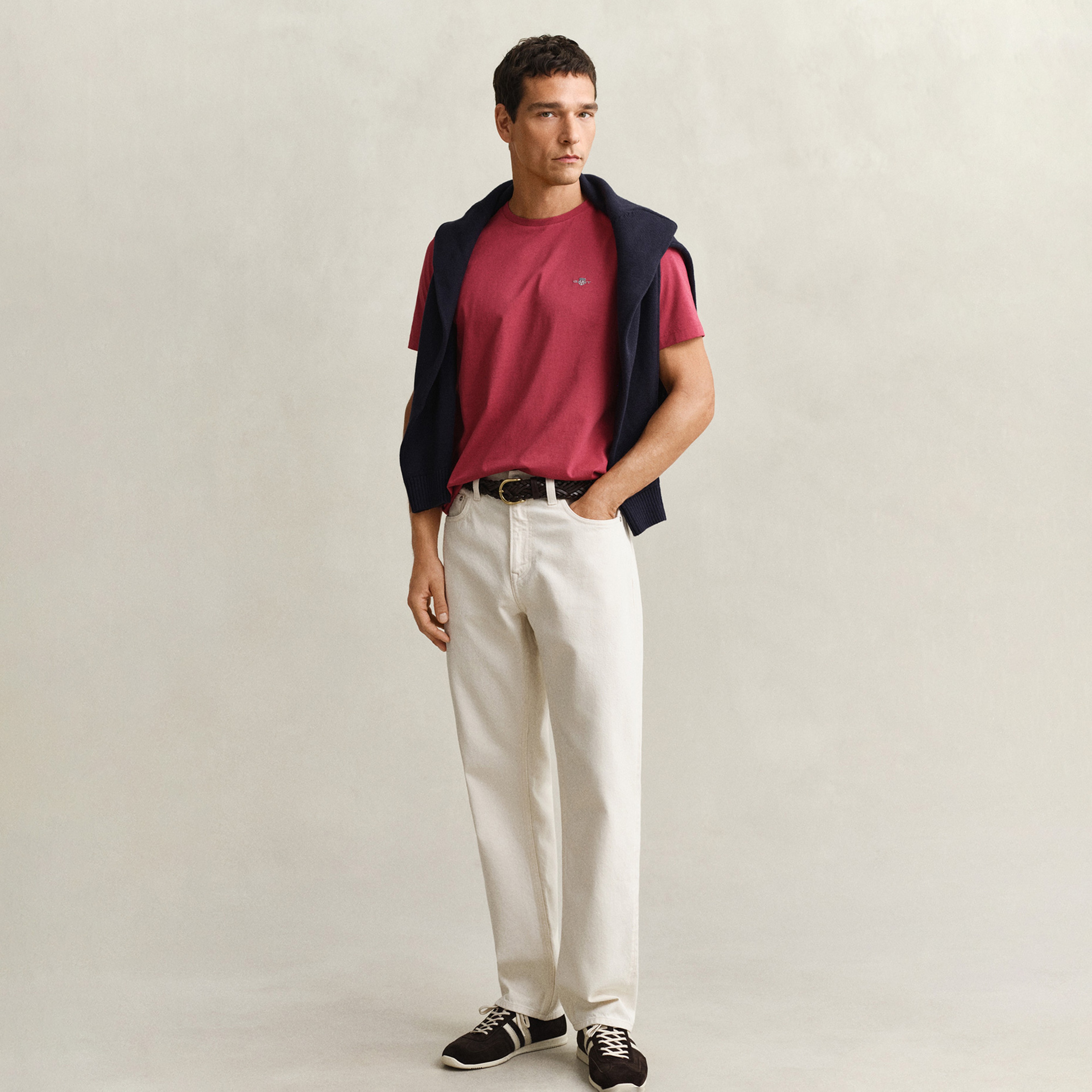 GANT Erkek Kırmızı Bisiklet Yaka Regular Fit Logolu T-Shirt