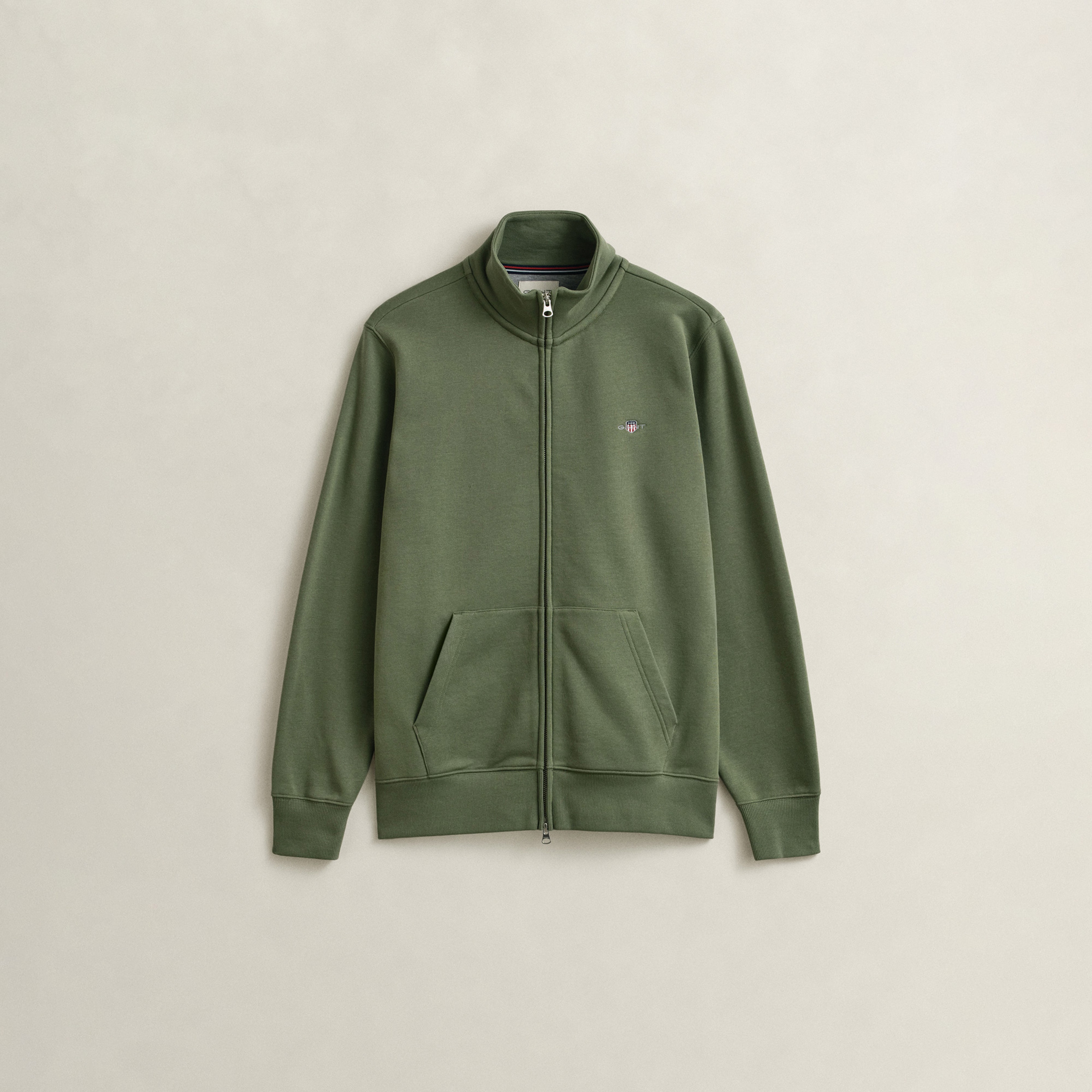 GANT Erkek Yeşil Fermuarlı Logolu Sweatshirt