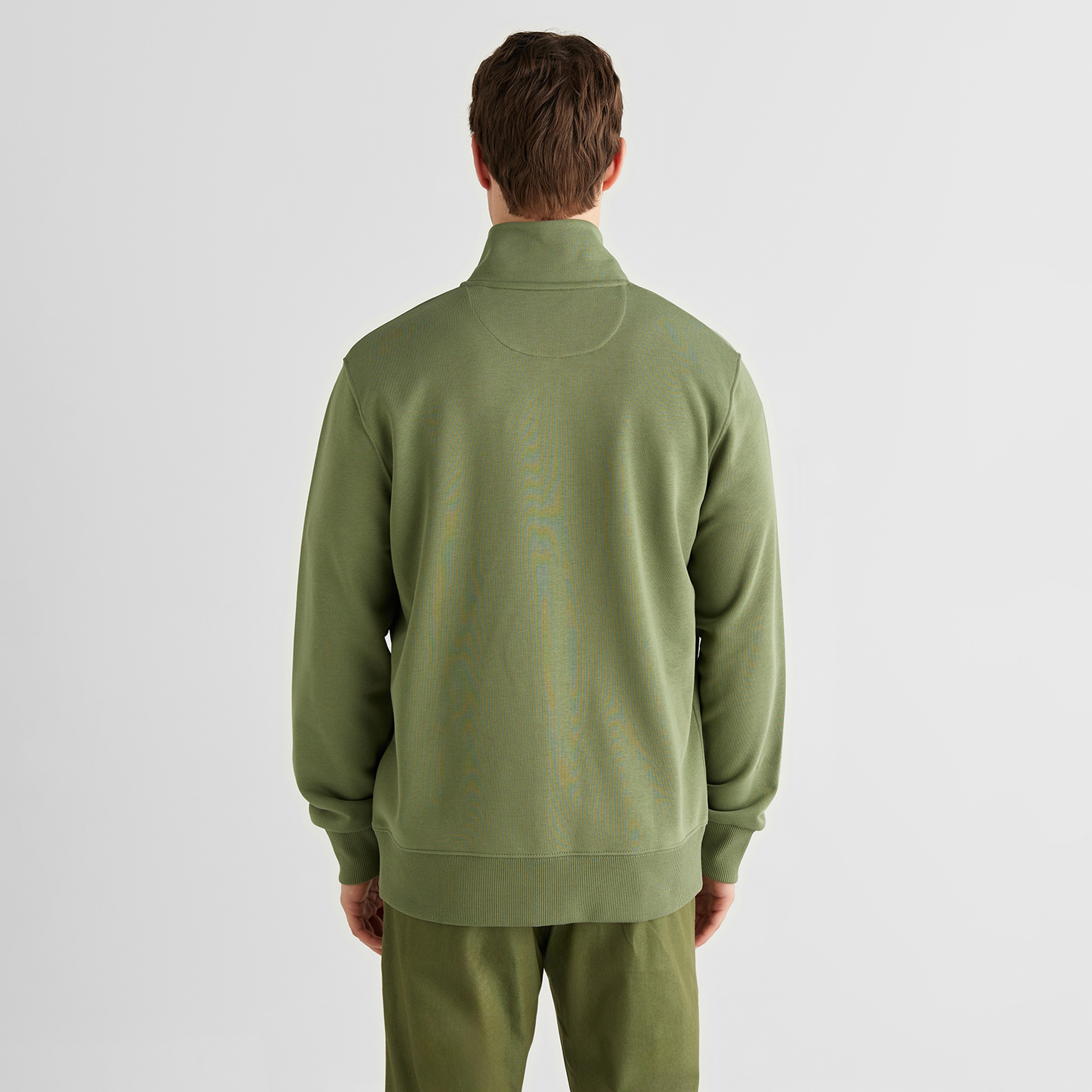 GANT Erkek Yeşil Fermuarlı Logolu Sweatshirt