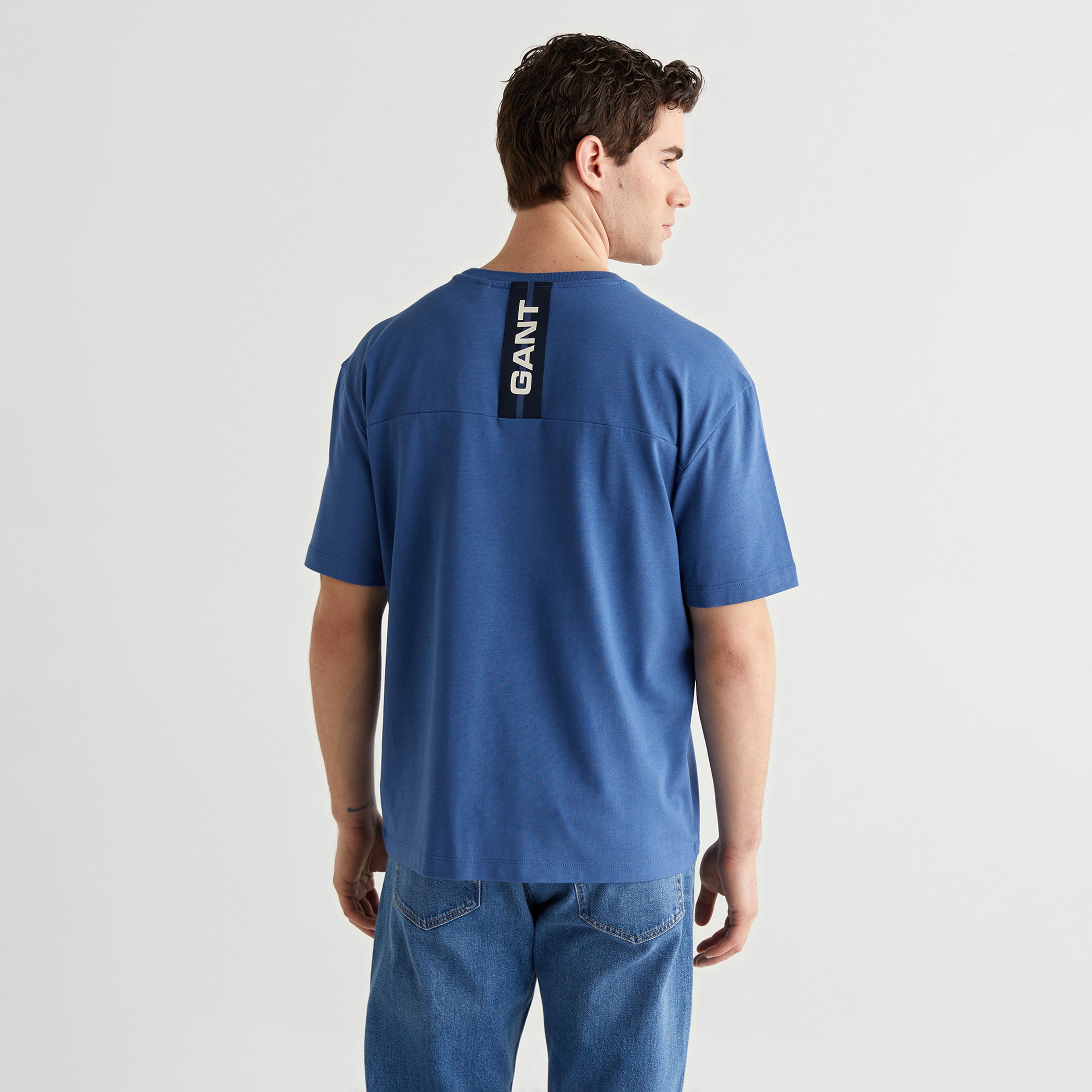 GANT Erkek Mavi Kısa Kollu T-Shirt