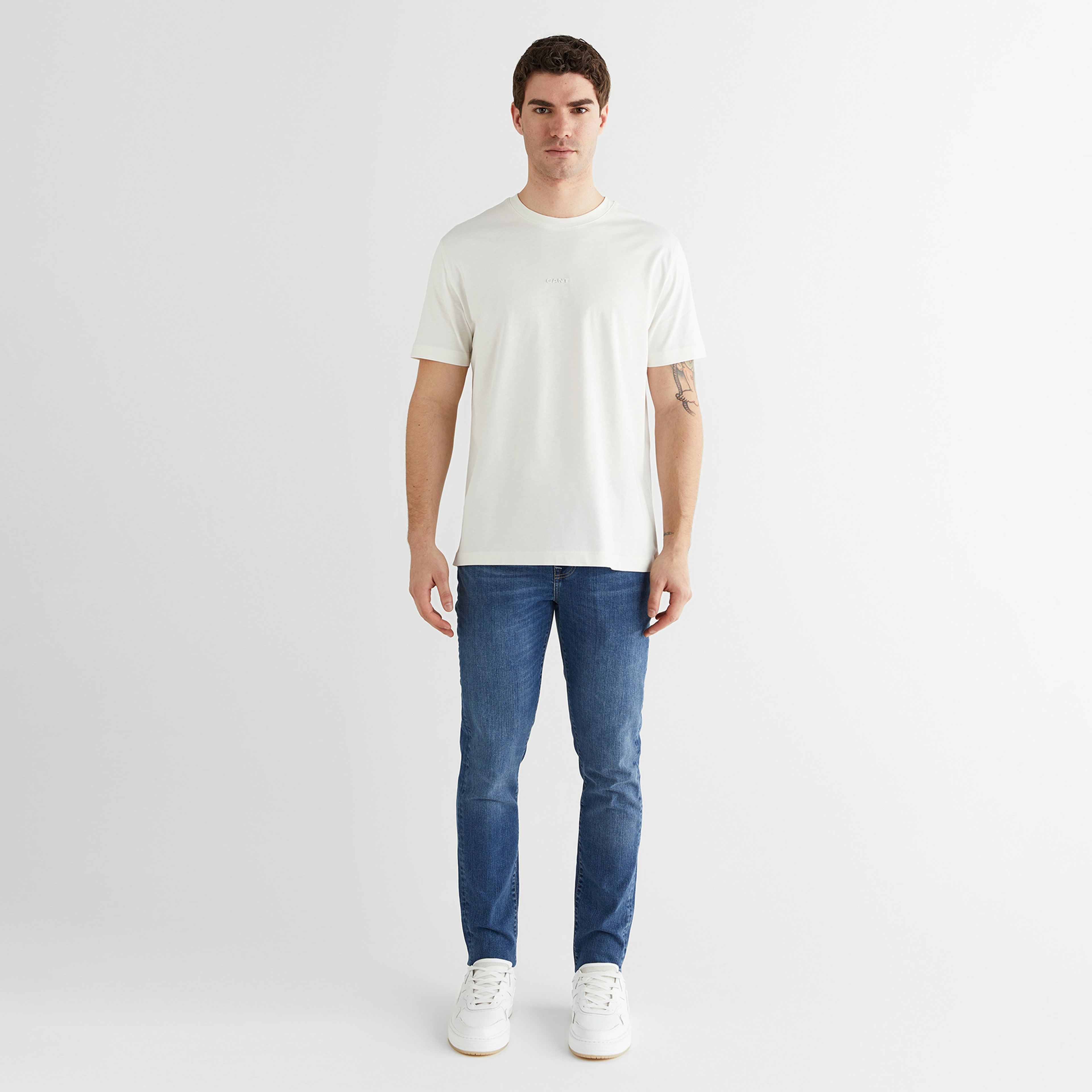 GANT Erkek Beyaz Kısa Kollu T-Shirt