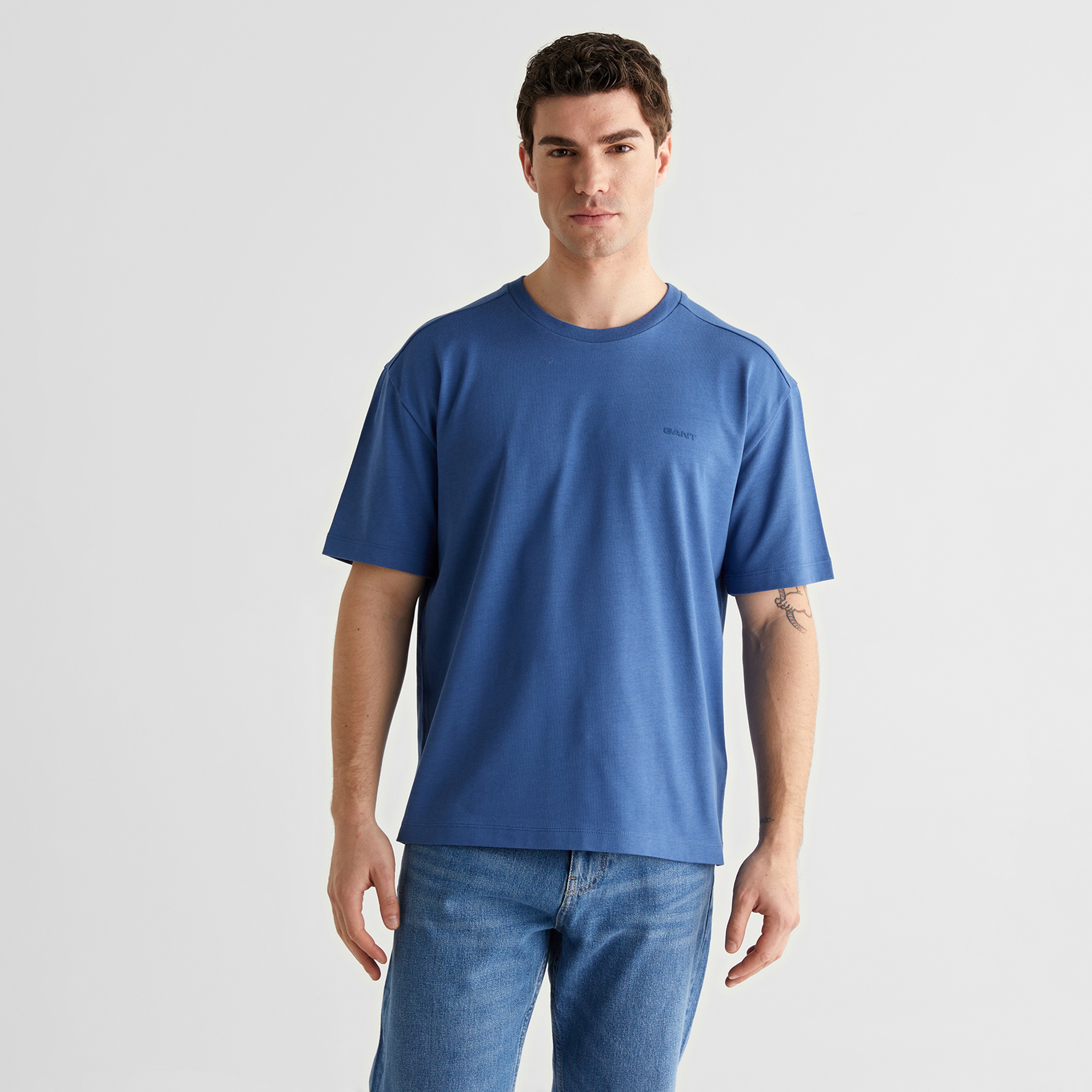 GANT Erkek Mavi Kısa Kollu T-Shirt