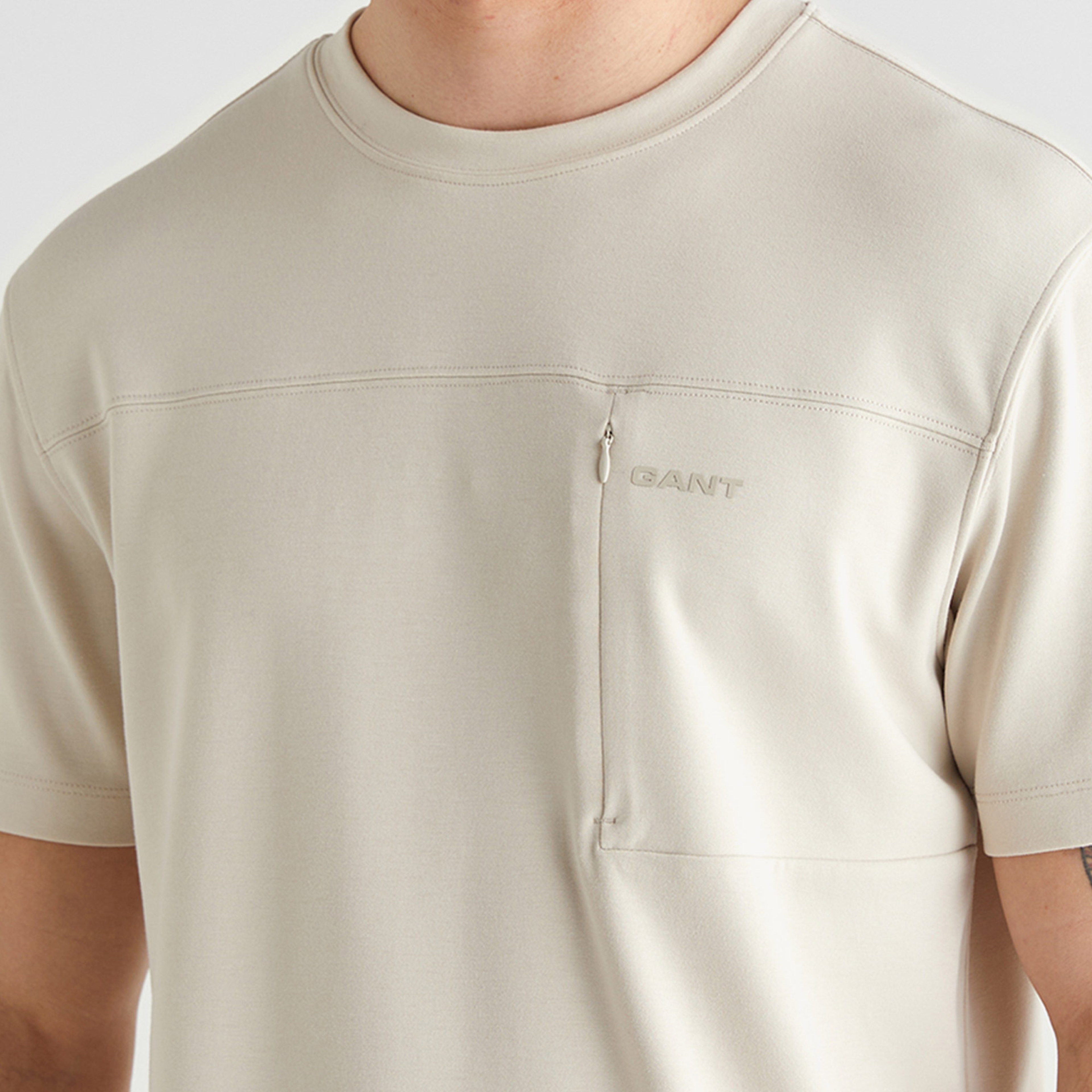 GANT Erkek Krem Bisiklet Yaka Regular Fit T-Shirt