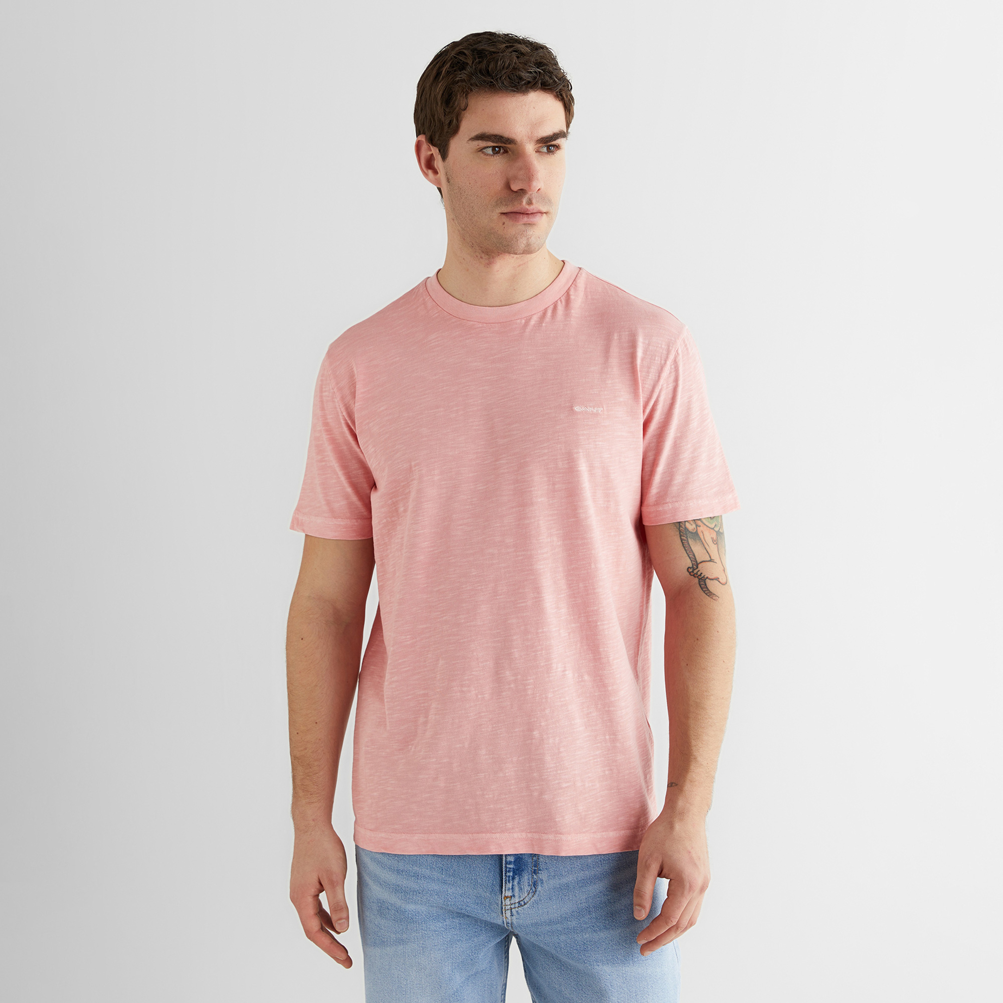GANT Erkek Pembe Bisiklet Yaka Regular Fit T-Shirt