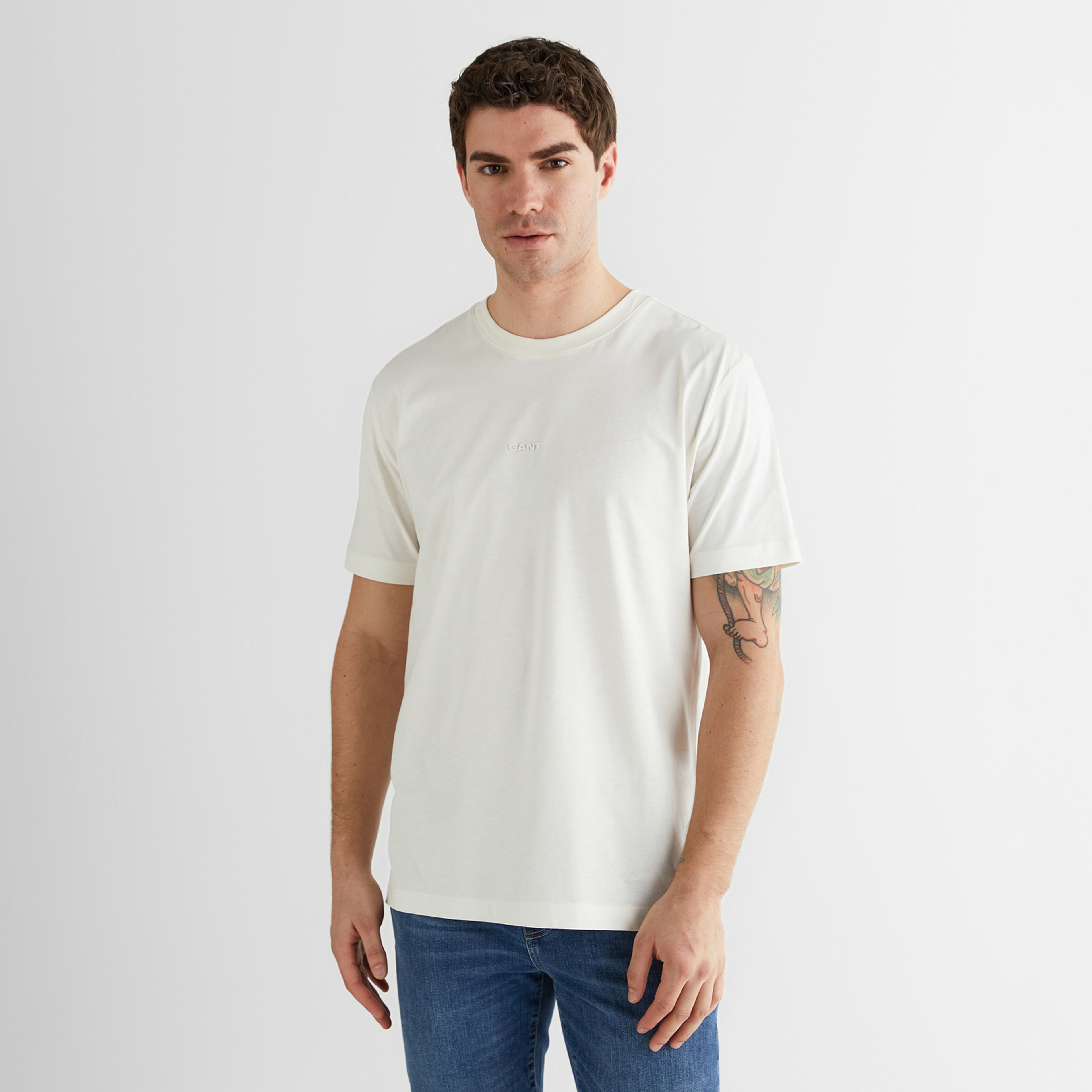 GANT Erkek Beyaz Kısa Kollu T-Shirt