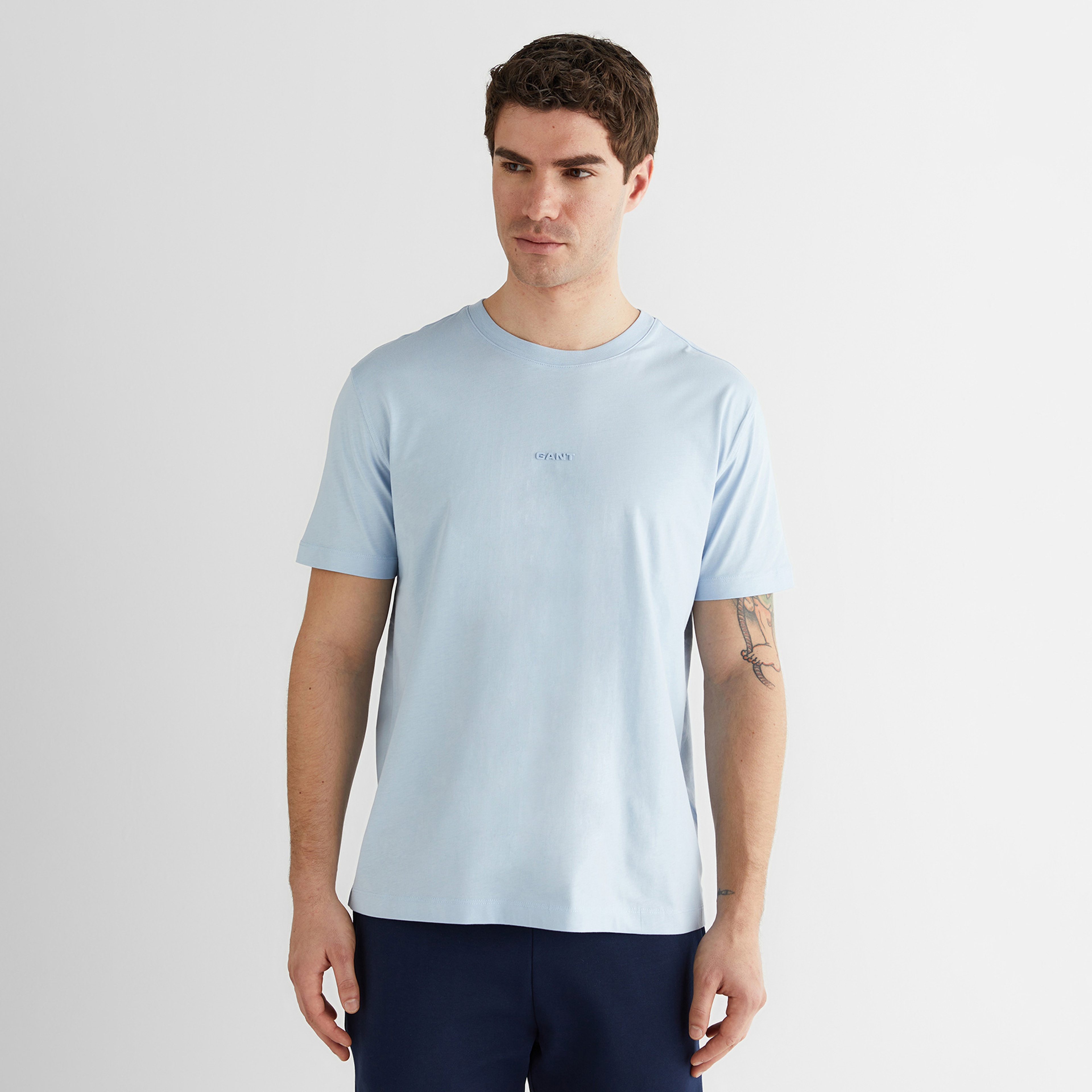 GANT Erkek Mavi Kısa Kollu T-Shirt