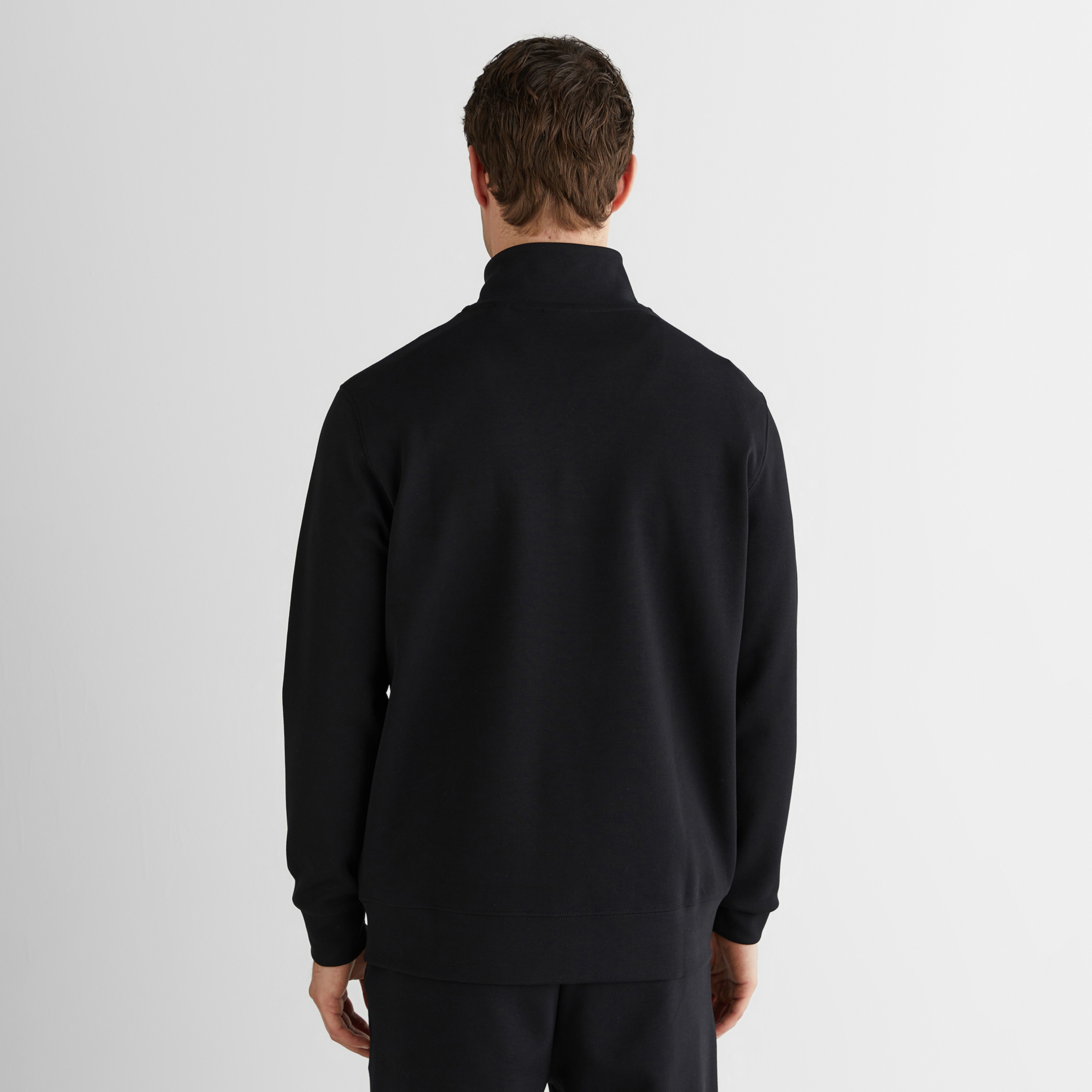 GANT Erkek Siyah Relaxed Fit Yarım Fermuarlı Logolu Sweatshirt