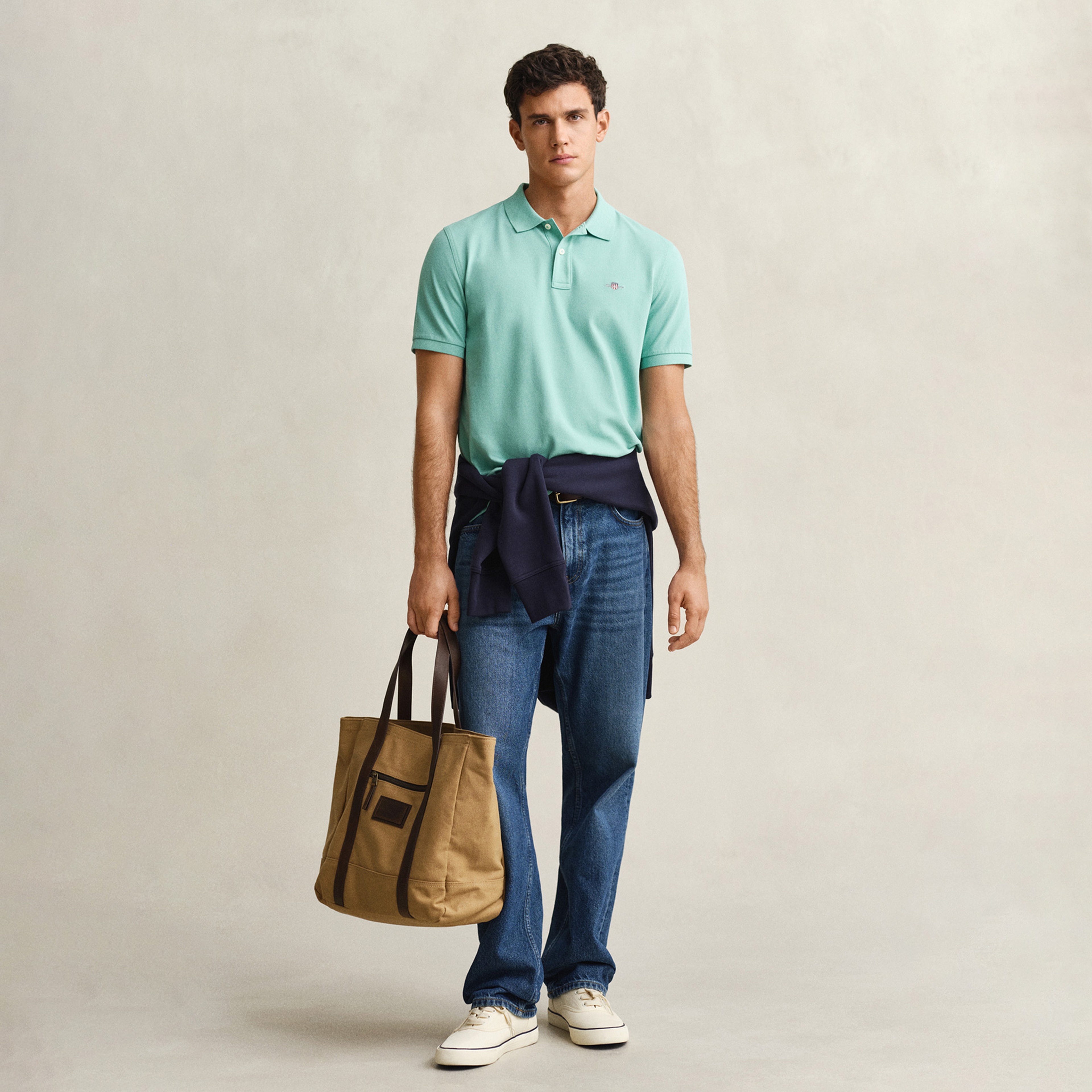 GANT Erkek Mavi Regular Fit Logolu Polo Yaka T-Shirt