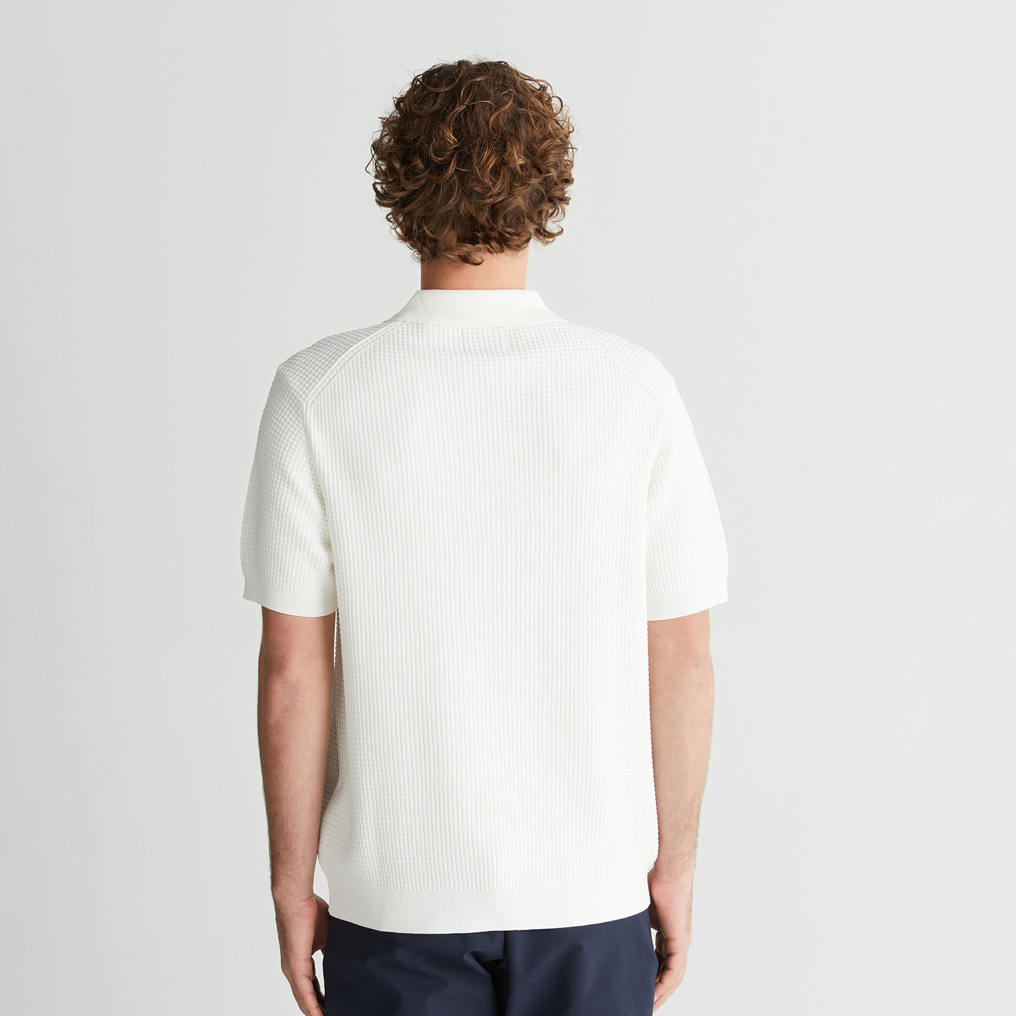 GANT Erkek Beyaz Regular Fit Yarım Fermuarlı Kısa Kollu Triko