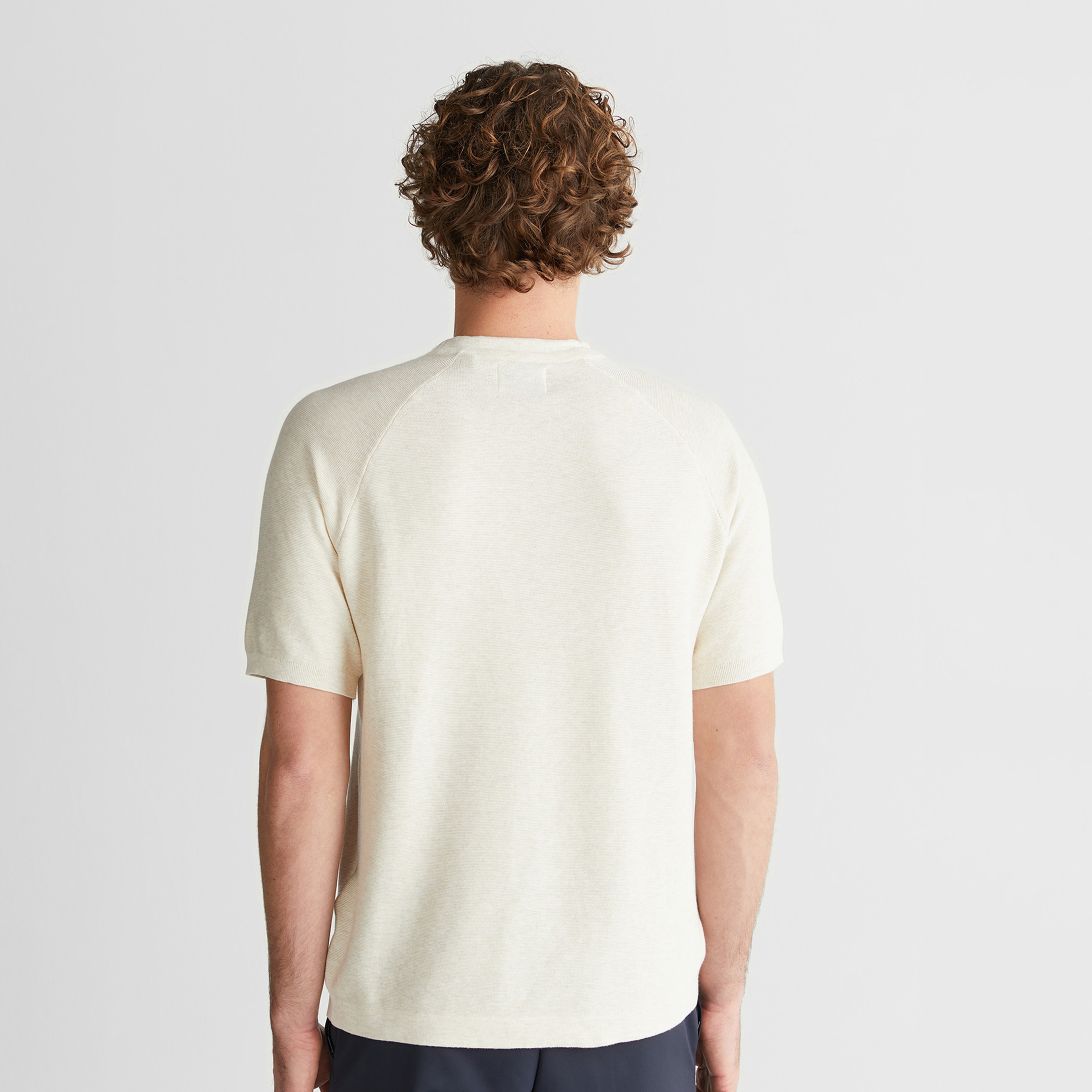 GANT Erkek Bej Regular Fit Bisiklet Yaka Kısa Kollu Triko