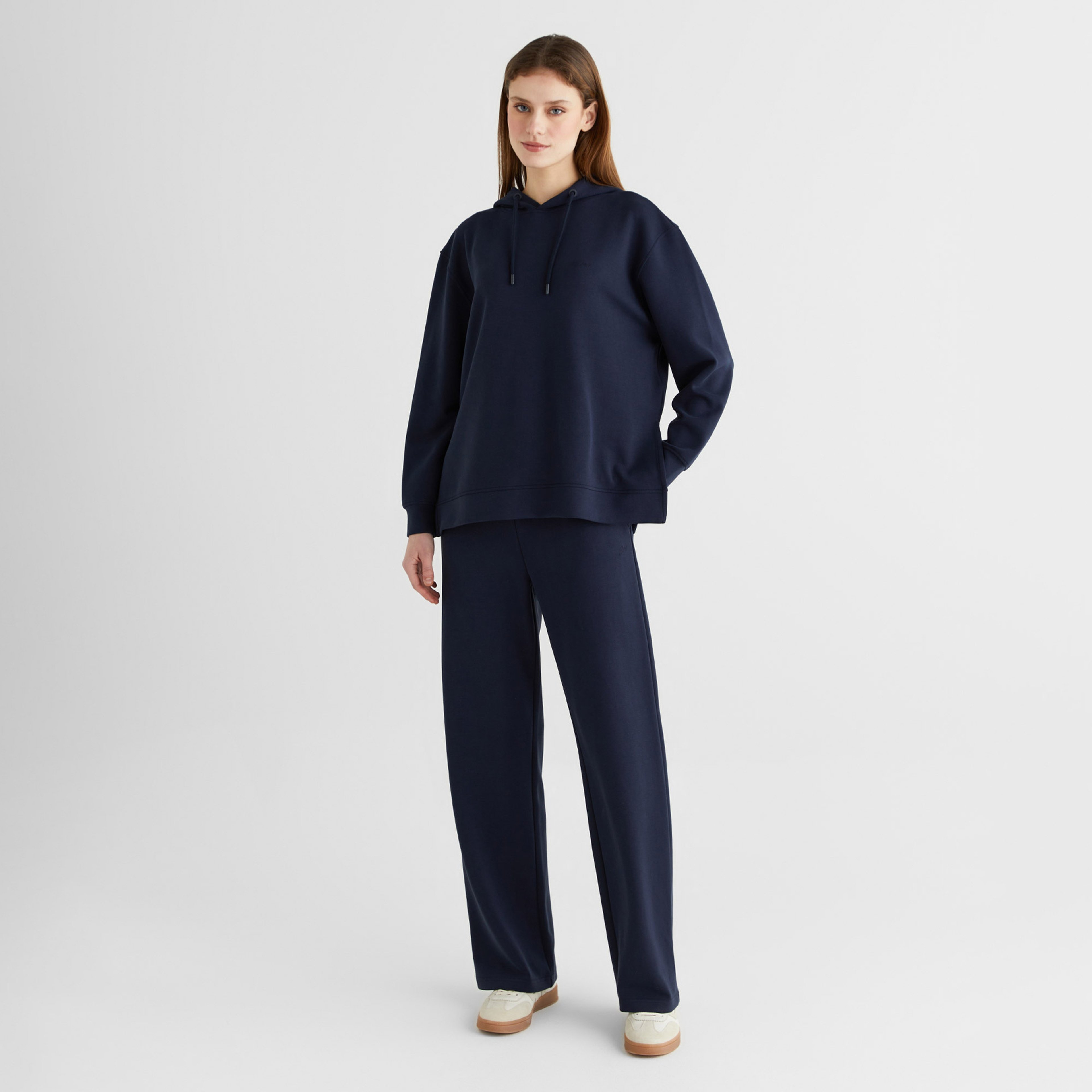 GANT Kadın Lacivert Oversize Fit Kapüşonlu Sweatshirt