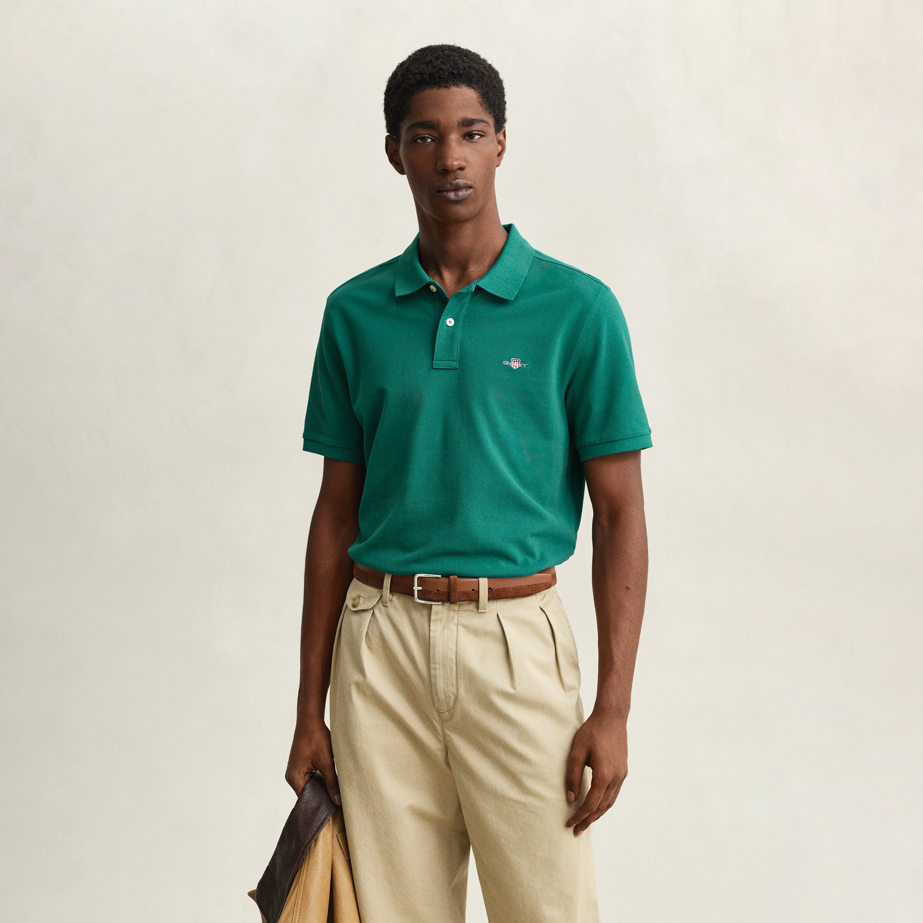 GANT Erkek Yeşil Regular Fit Logolu Polo Yaka T-Shirt