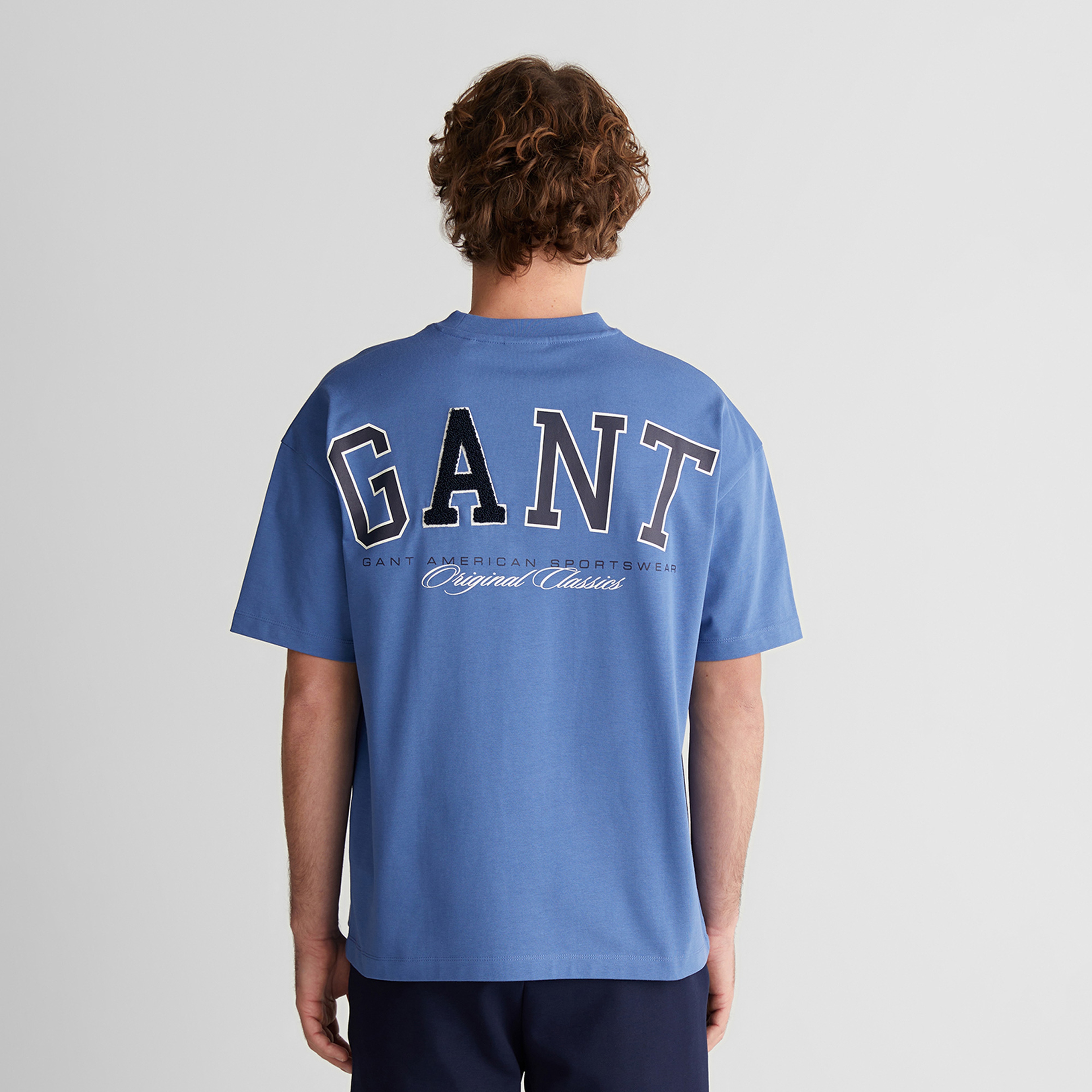 GANT Erkek Mavi Kısa Kollu T-Shirt