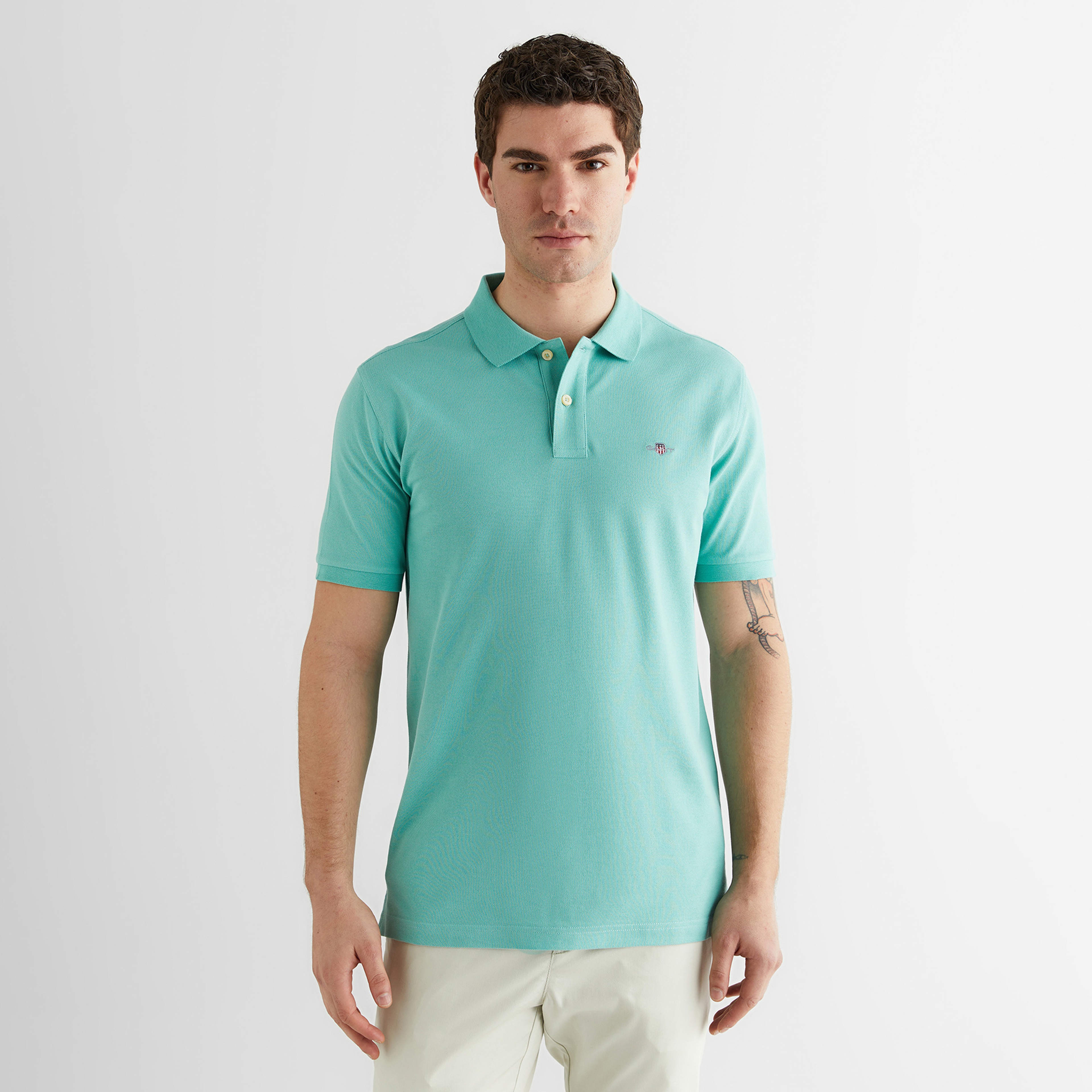 GANT Erkek Mavi Regular Fit Logolu Polo Yaka T-Shirt