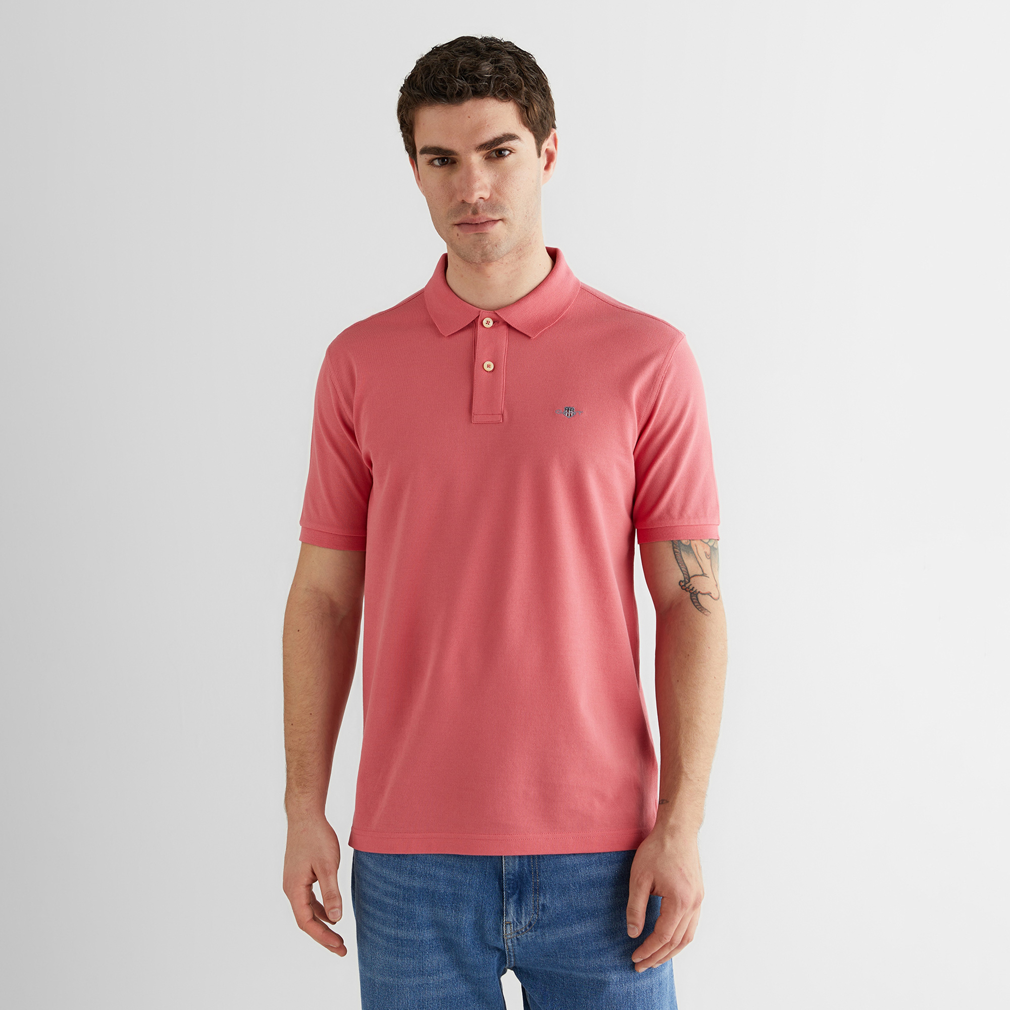 GANT Erkek Pembe Regular Fit Logolu Polo Yaka T-Shirt