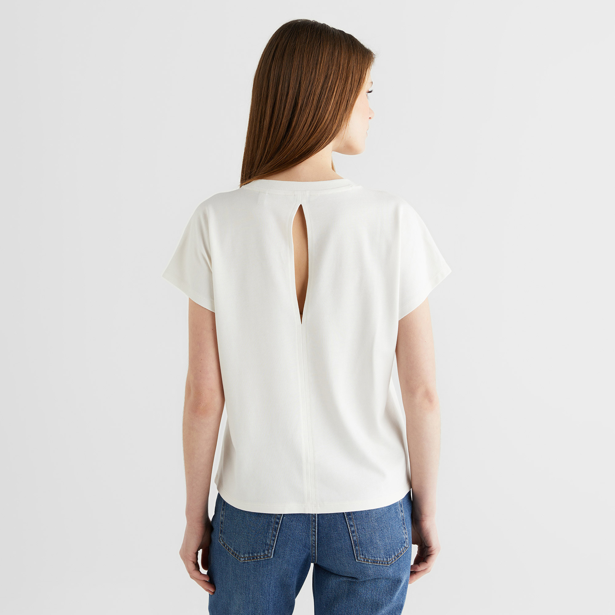 GANT Kadın Beyaz Bisiklet Yaka Regular Fit T-Shirt