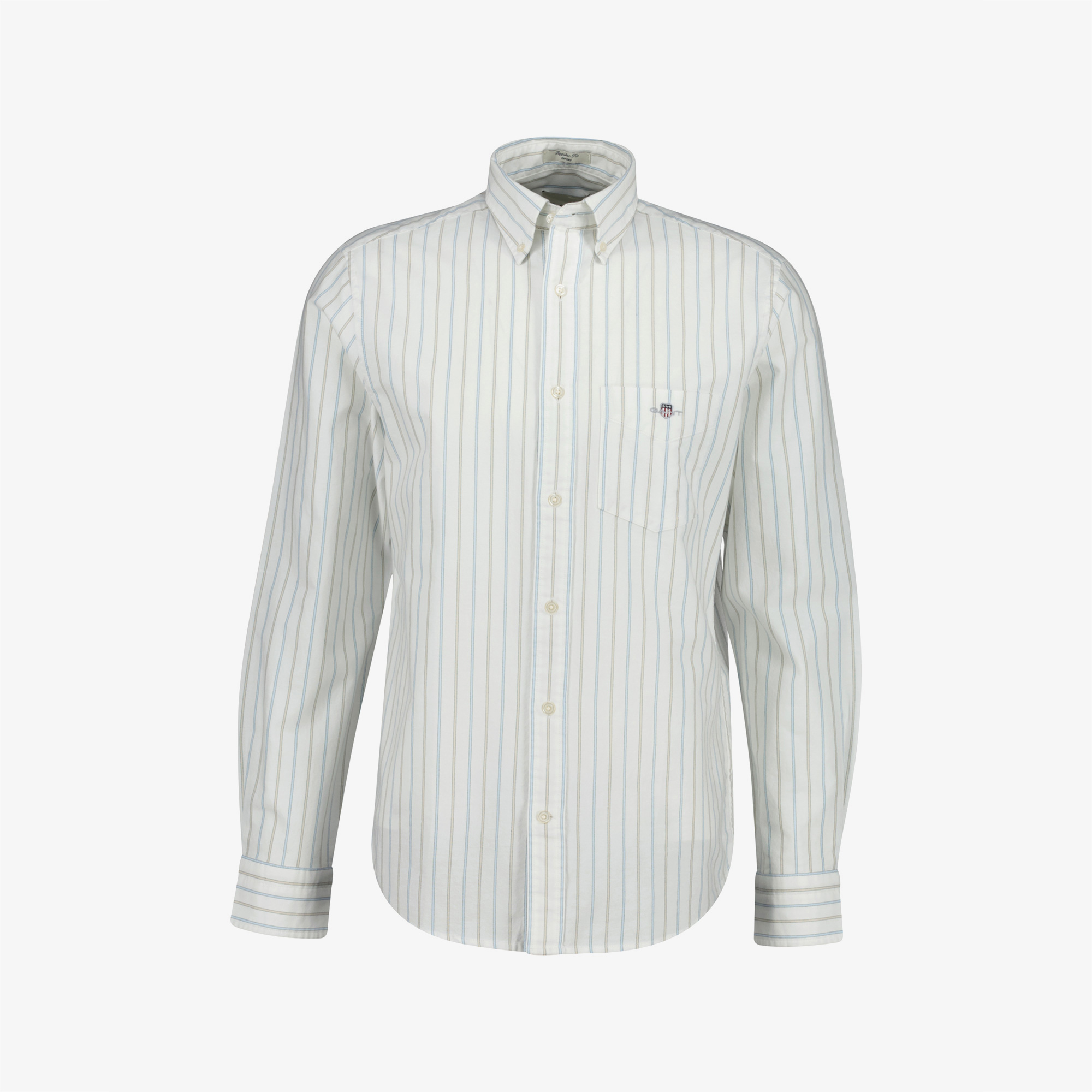 GANT Erkek Beyaz Regular Fit Çizgili Logolu Gömlek