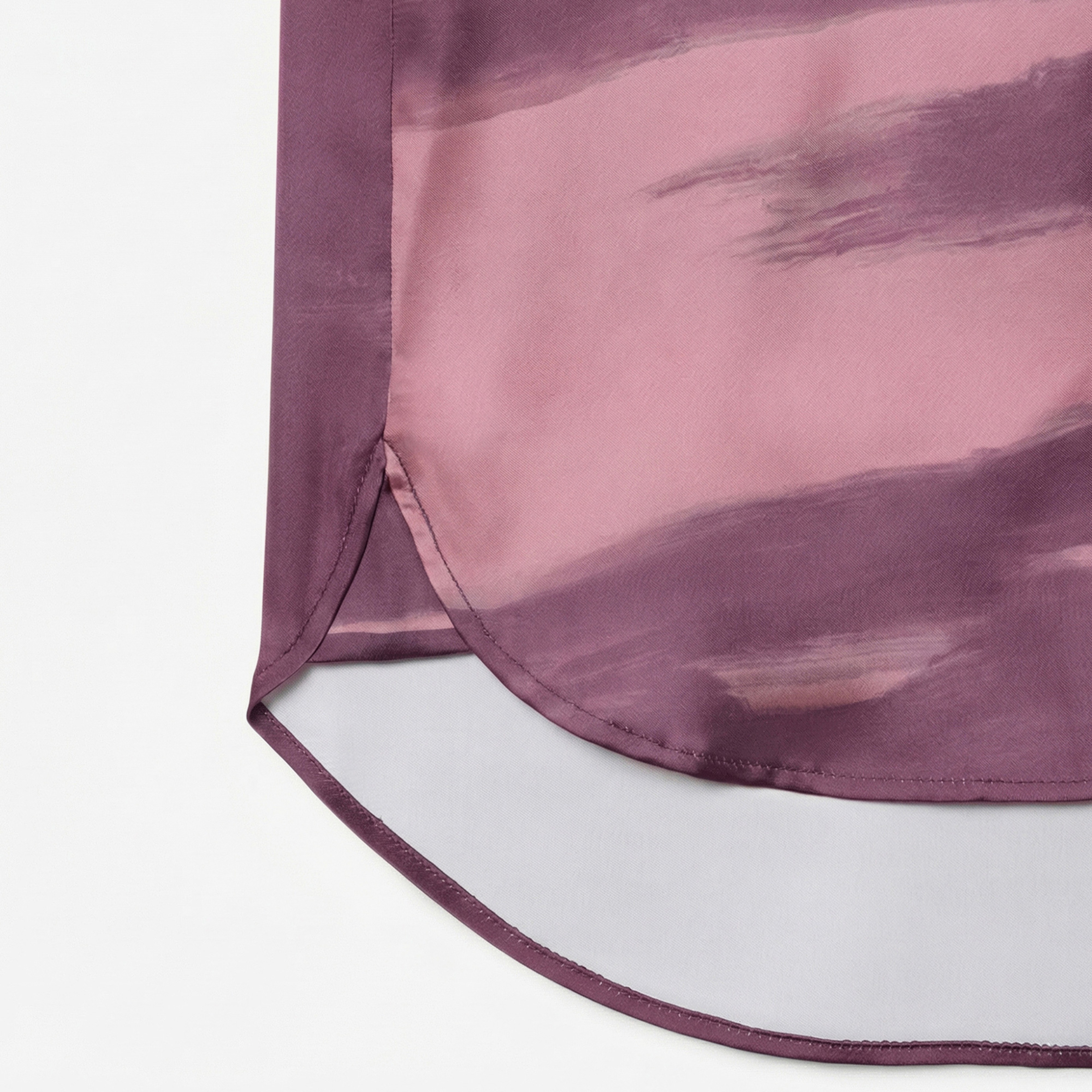 Kadın Oversize Fit Baskılı Mor Saten Gömlek