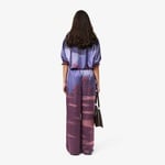 Kadın Oversize Fit Baskılı Mor Pantolon