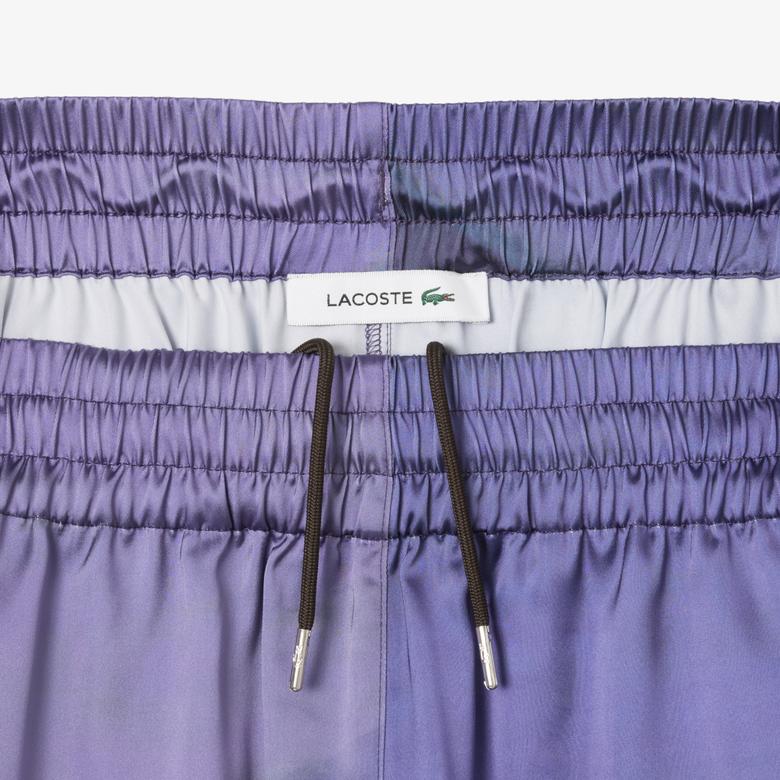 Kadın Oversize Fit Baskılı Mor Pantolon
