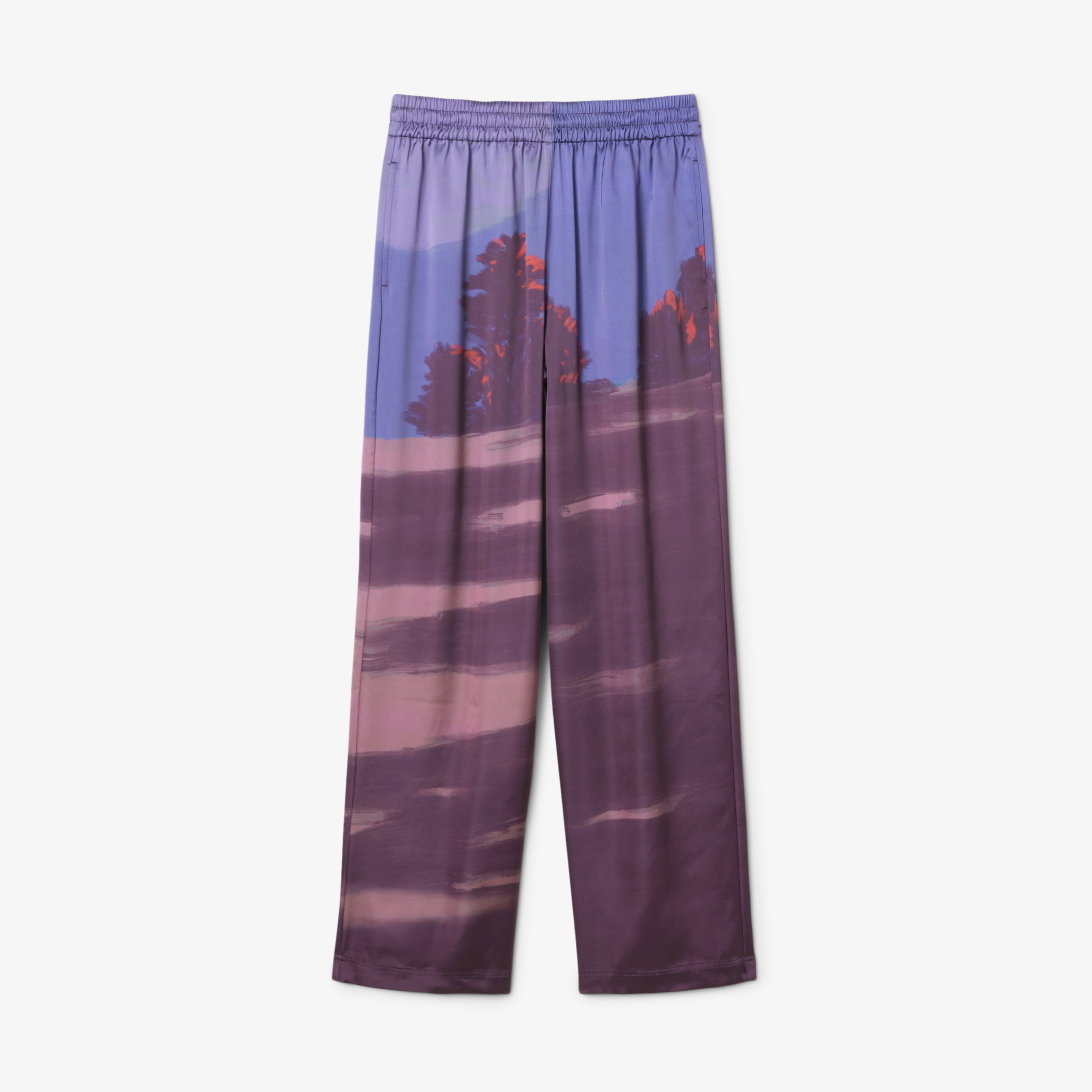 Kadın Oversize Fit Baskılı Mor Pantolon